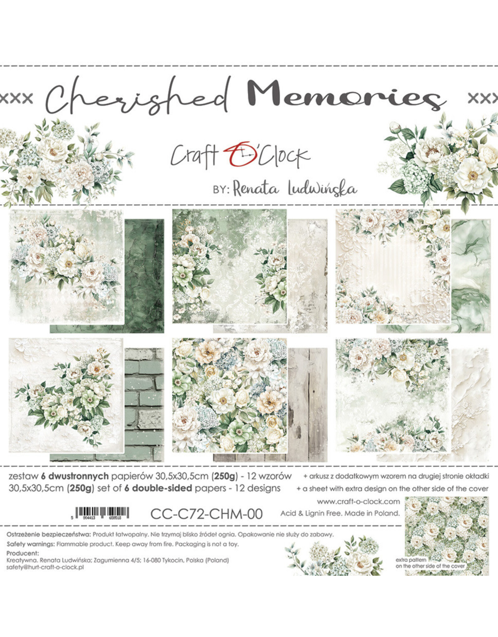 CRAFT O'CLOCK CRAFT O'CLOCK CHERISHED MEMORIES 12x12 PAPER PAD 6 SHEETS