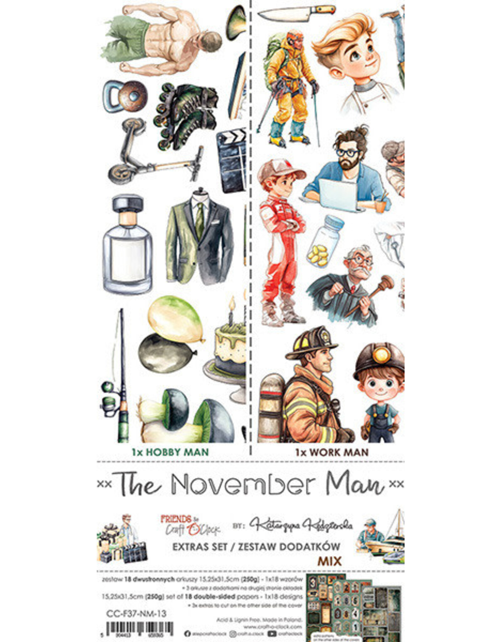 CRAFT O'CLOCK CRAFT O'CLOCK THE NOVEMBER MAN EXTRAS SET-MIX 6x12  COLLECTION PACK 18 SHEETS
