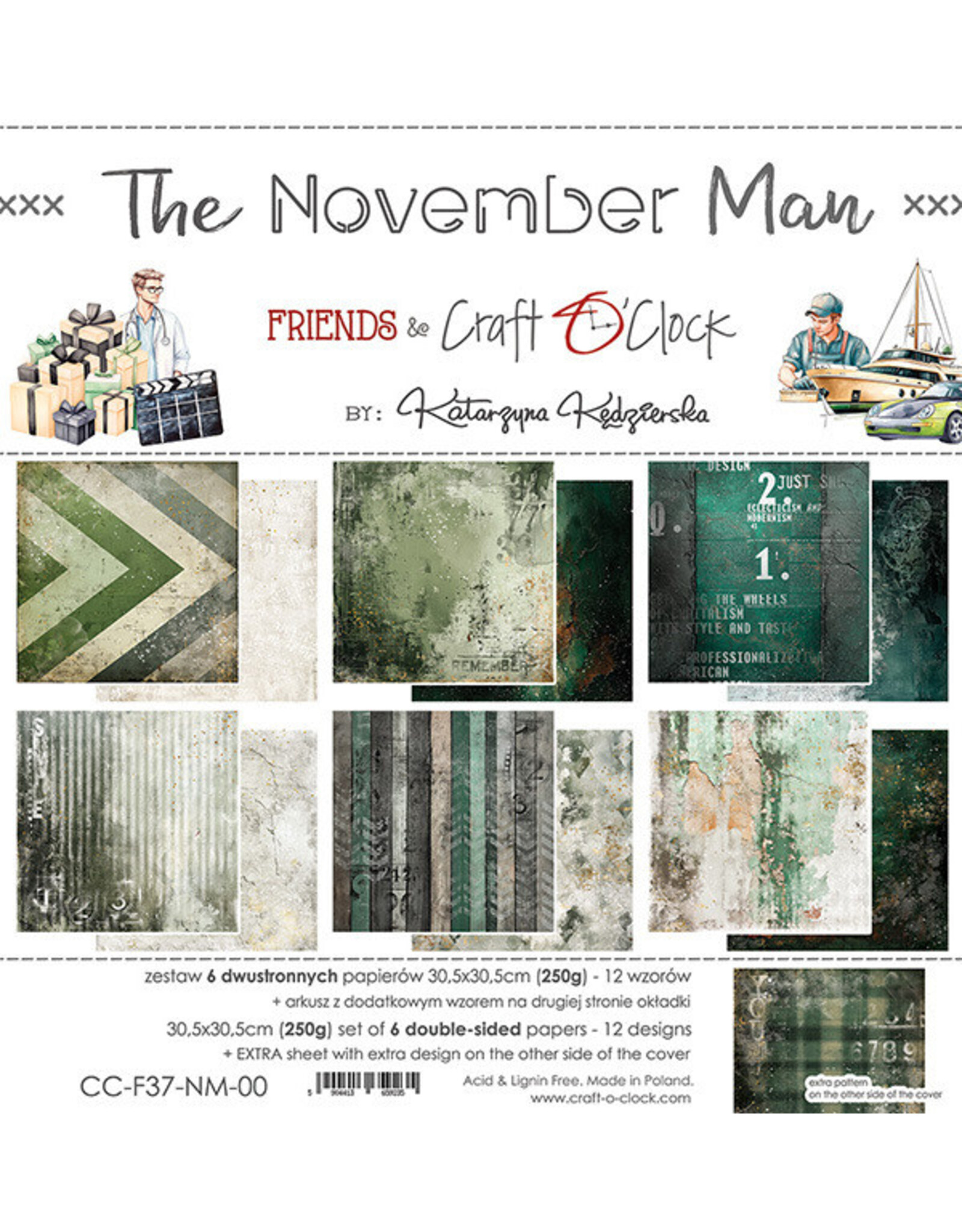 CRAFT O'CLOCK CRAFT O'CLOCK THE NOVEMBER MAN 12x12 PAPER PAD 6 SHEETS