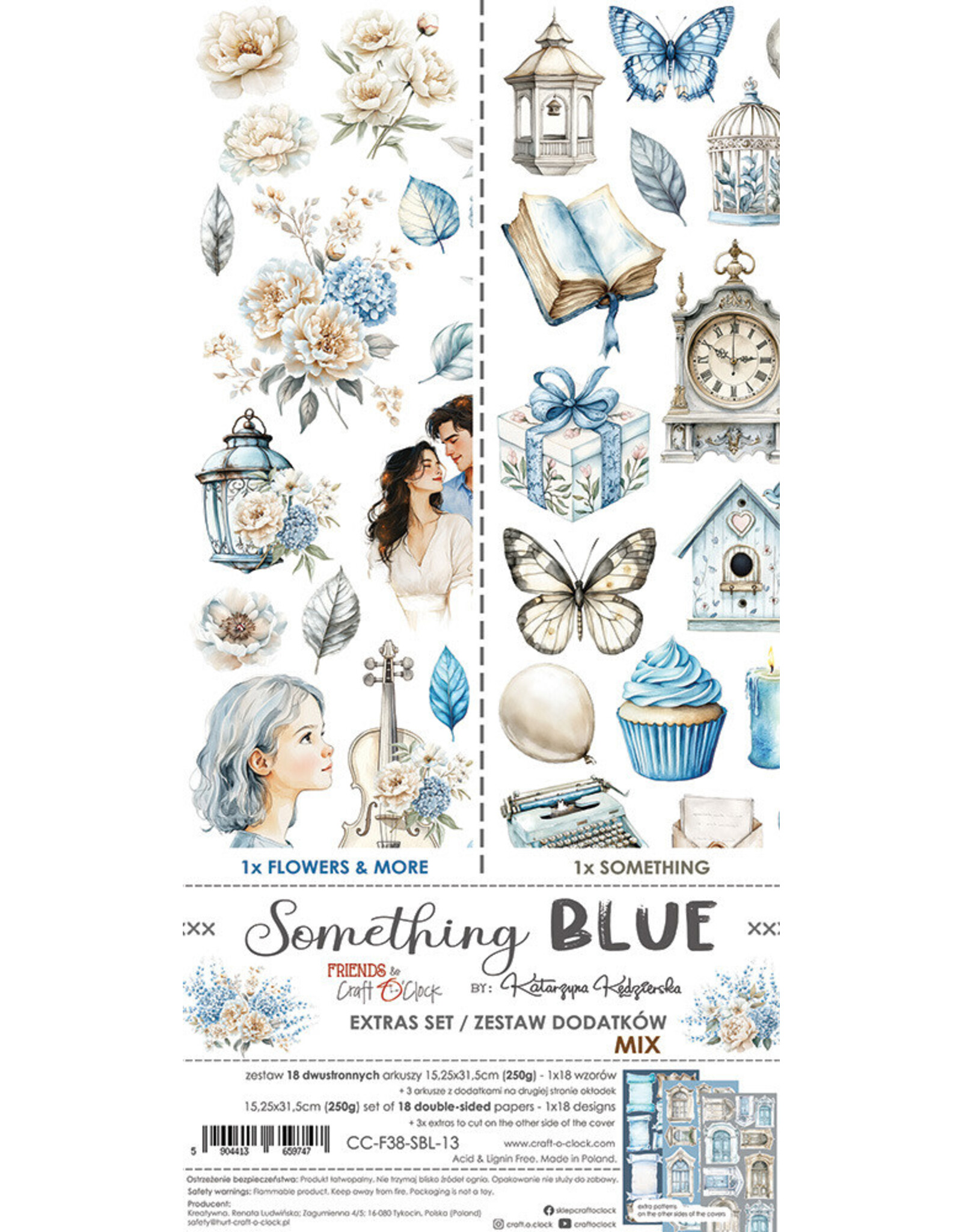 CRAFT O'CLOCK CRAFT O'CLOCK SOMETHING BLUE EXTRAS SET-MIX 6x12  COLLECTION PACK 18 SHEETS