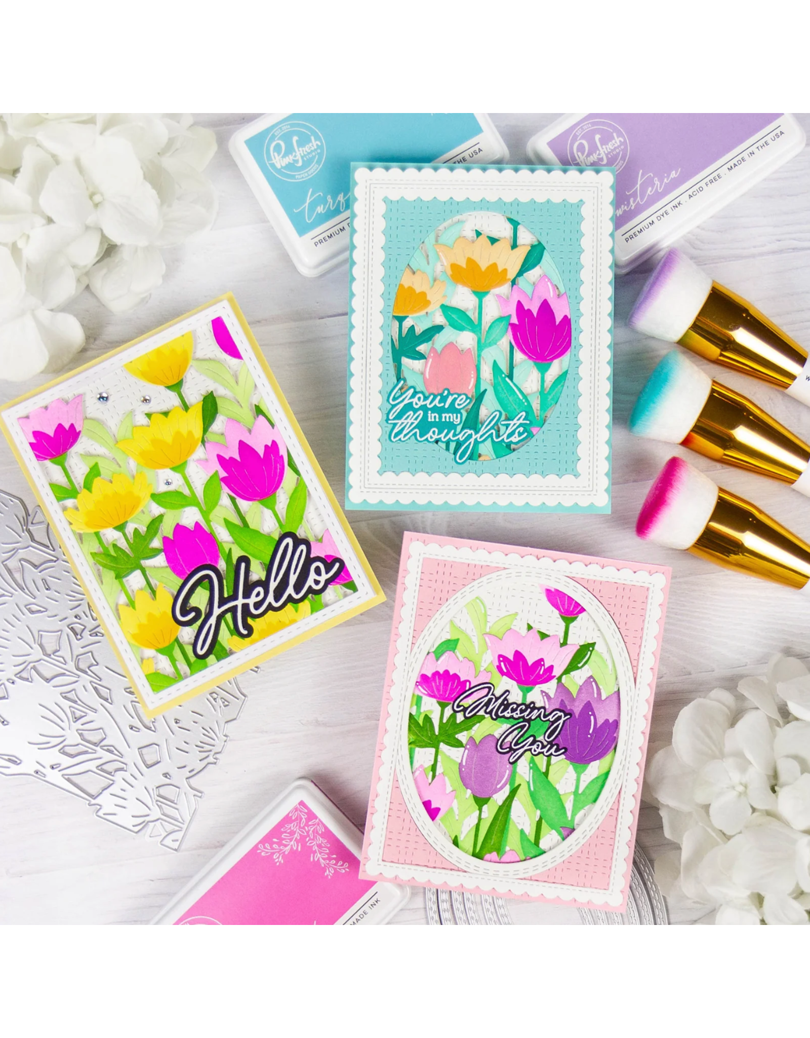 PINKFRESH PINKFRESH STUDIO FLORAL FIELD STENCIL SET 7/PK
