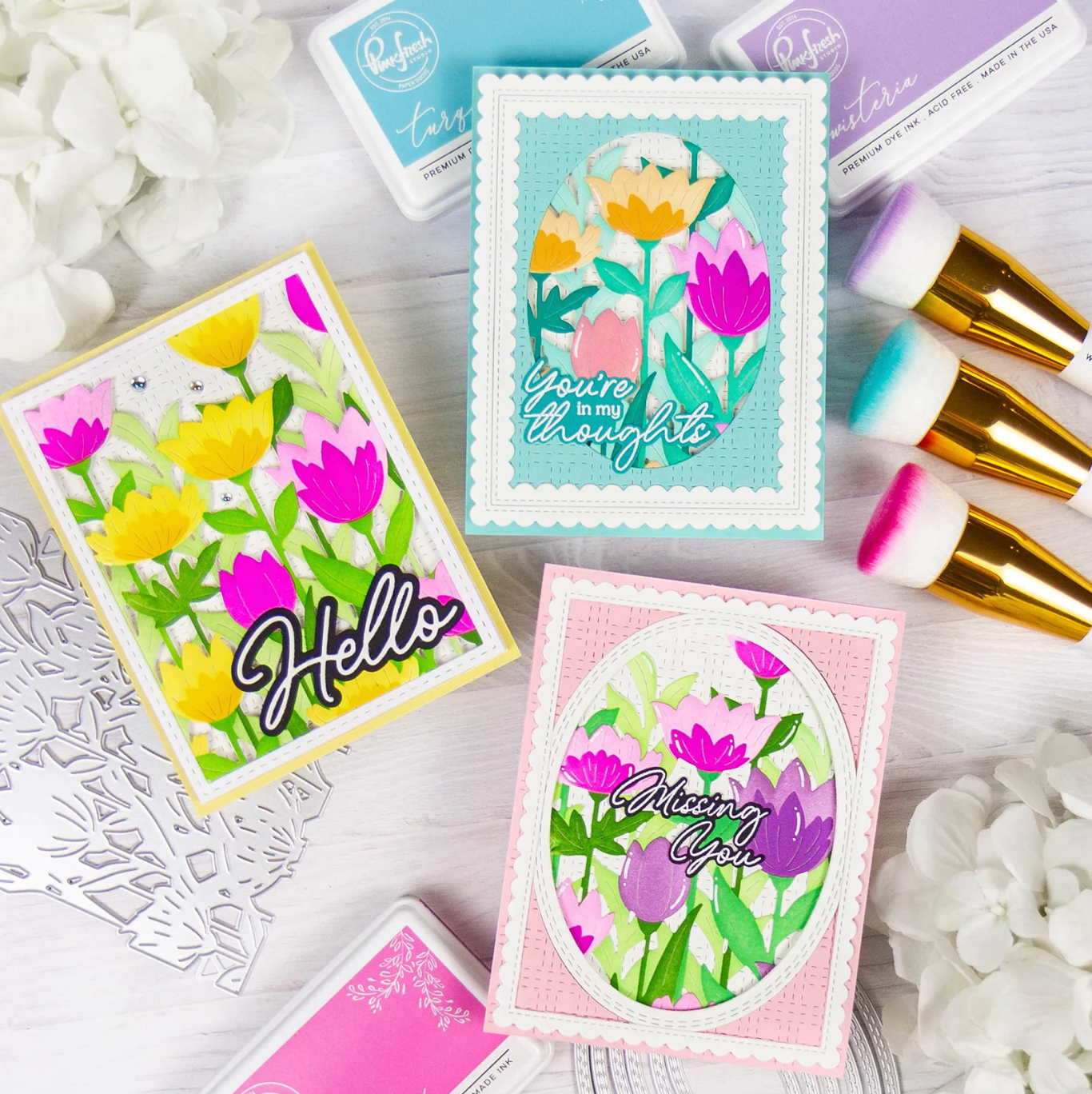 PINKFRESH PINKFRESH STUDIO FLORAL FIELD STENCIL SET 7/PK