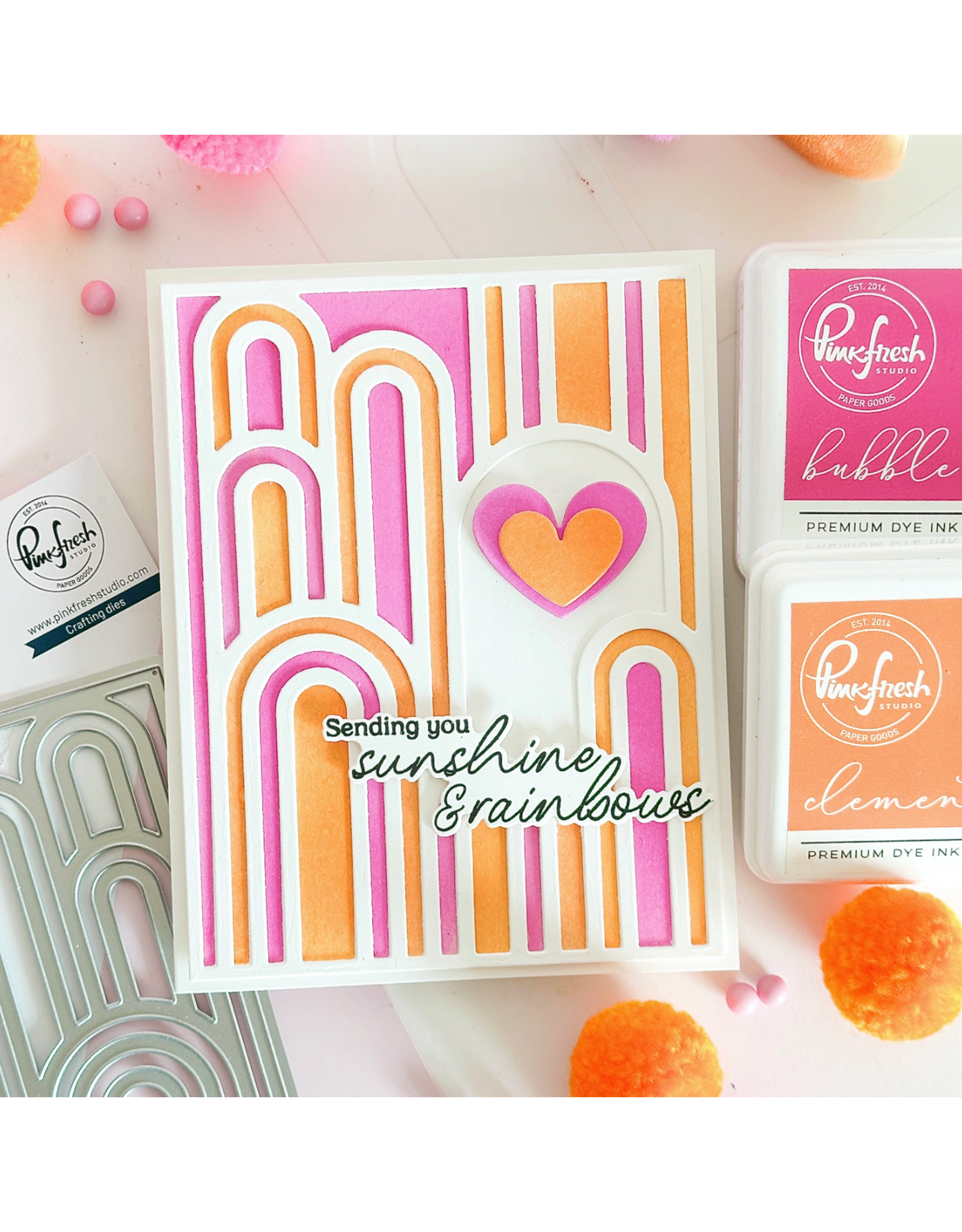 PINKFRESH PINKFRESH STUDIO ELEVATED RAINBOWS STENCIL SET 4/PK