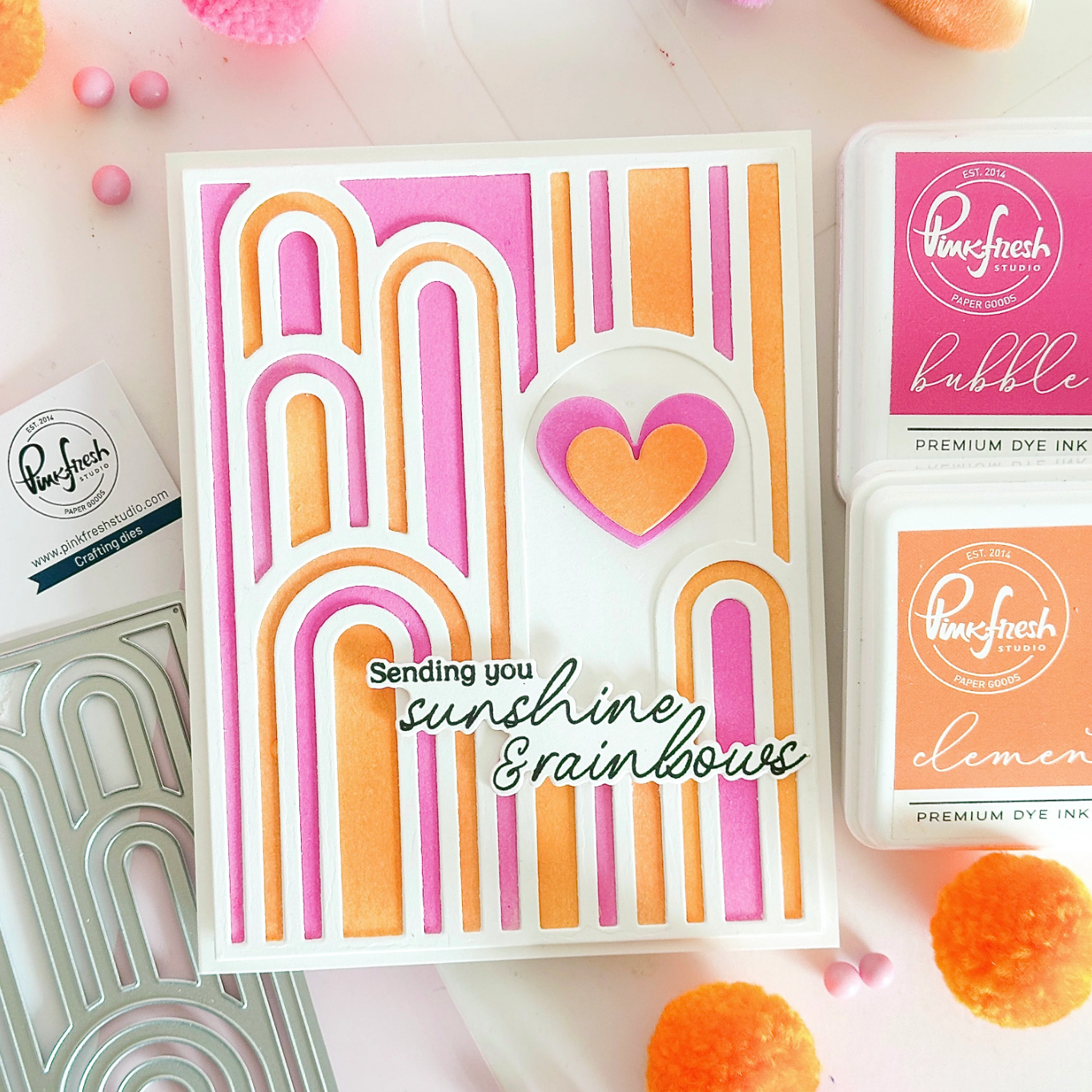 PINKFRESH PINKFRESH STUDIO ELEVATED RAINBOWS STENCIL SET 4/PK