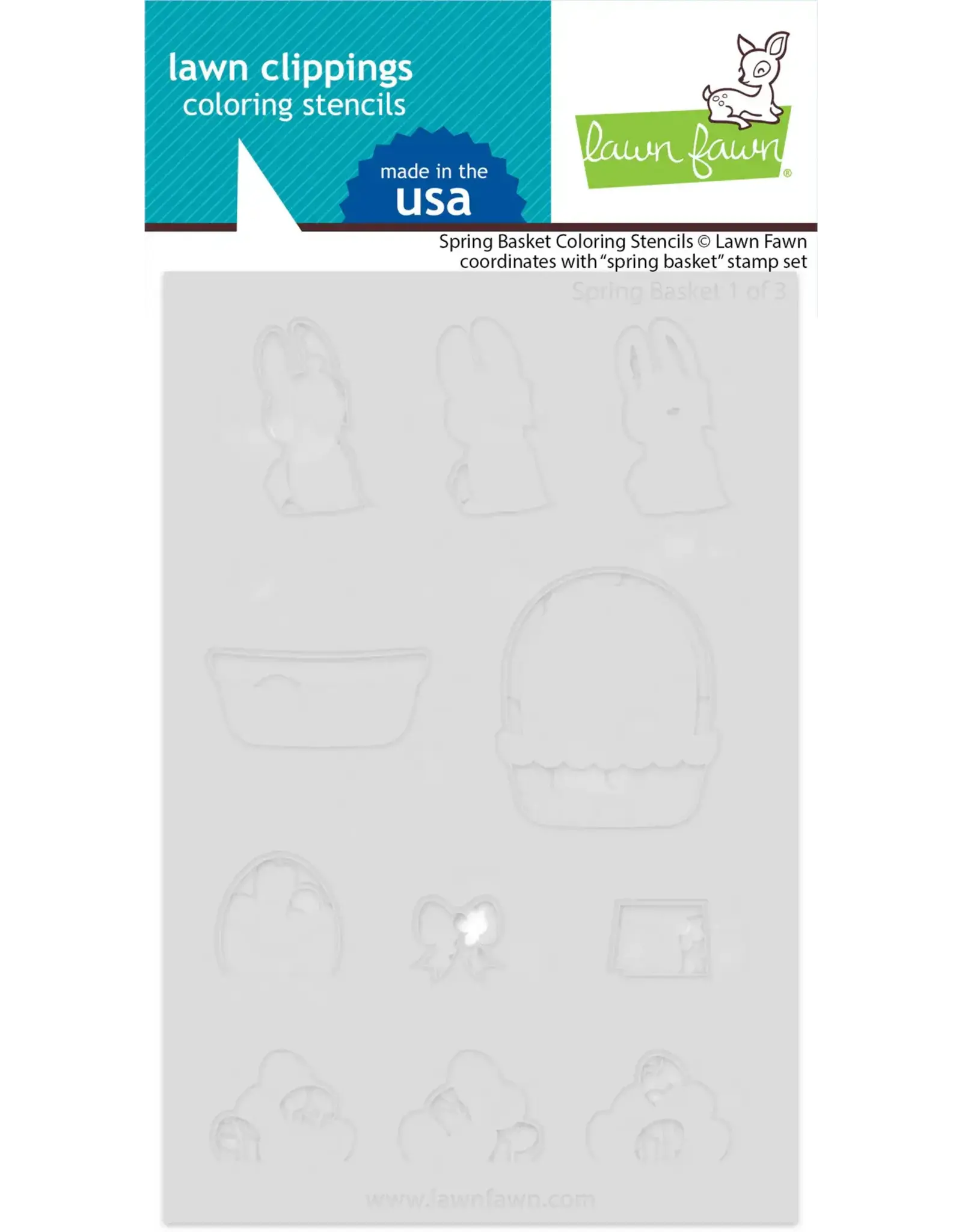 LAWN FAWN LAWN FAWN SPRING BASKET COLORING STENCIL 3/PK