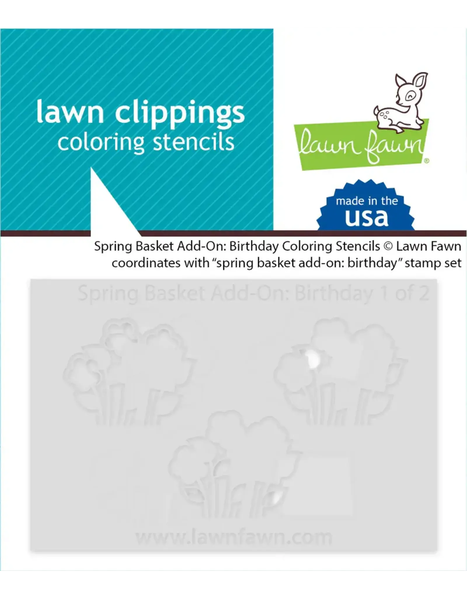 LAWN FAWN LAWN FAWN SPRING BASKET BIRTHDAY ADD-ON COLORING STENCIL 2/PK