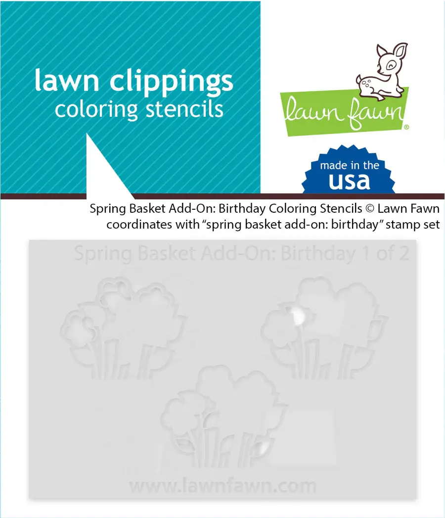LAWN FAWN LAWN FAWN SPRING BASKET BIRTHDAY ADD-ON COLORING STENCIL 2/PK