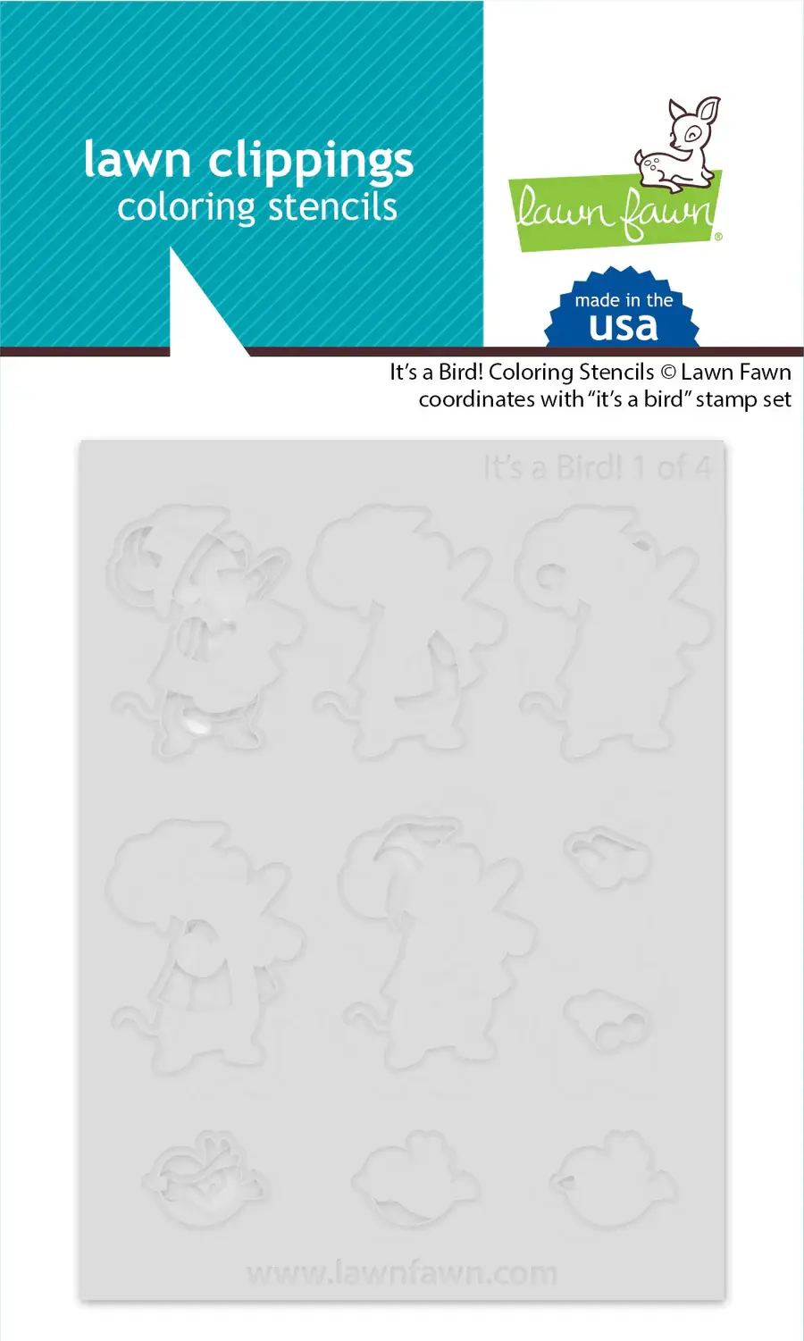 LAWN FAWN LAWN FAWN IT'S A BIRD! COLORING STENCIL 4/PK