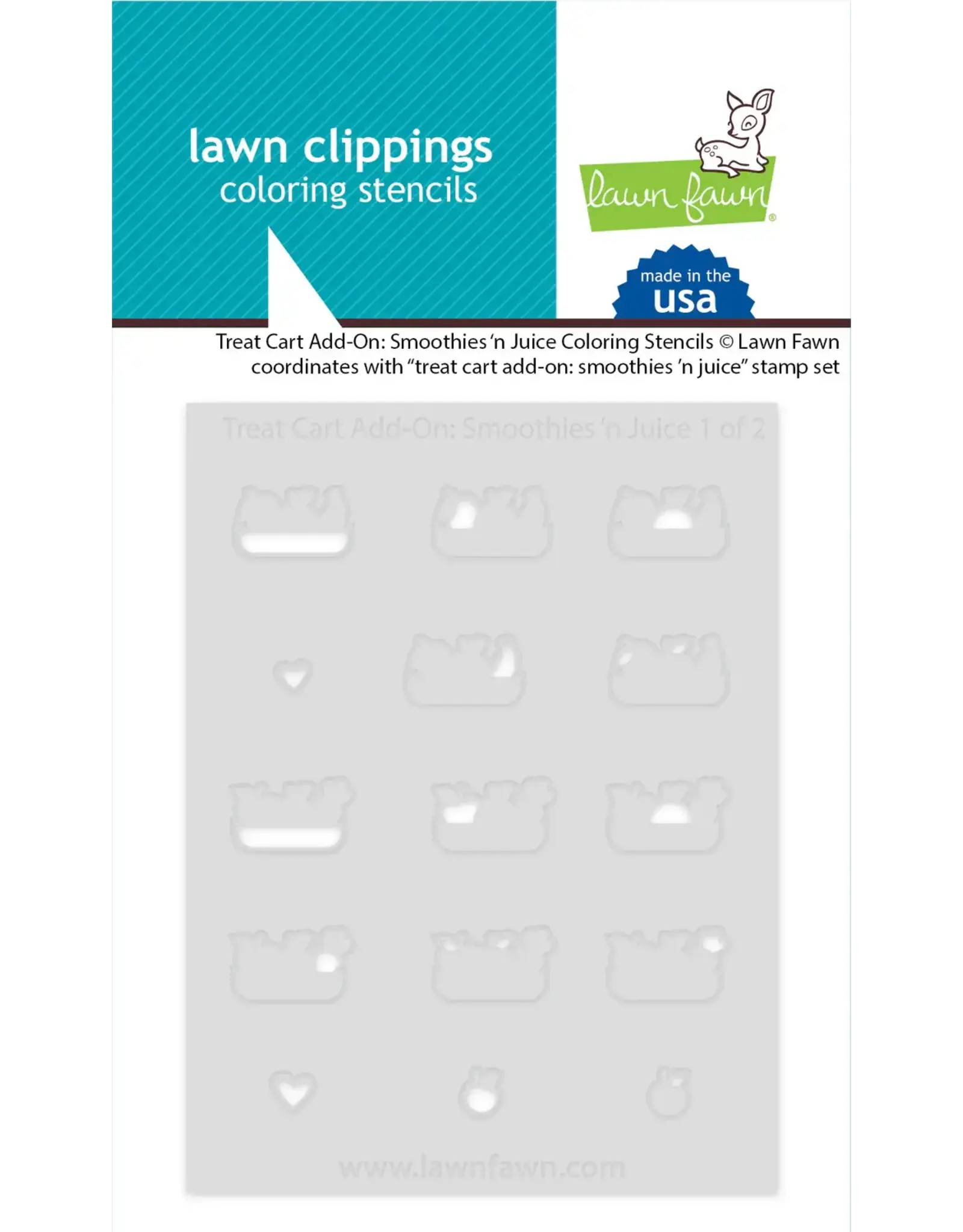 LAWN FAWN LAWN FAWN TREAT CART SMOOTHIES 'N JUICE ADD-ON COLORING STENCIL 2/PK