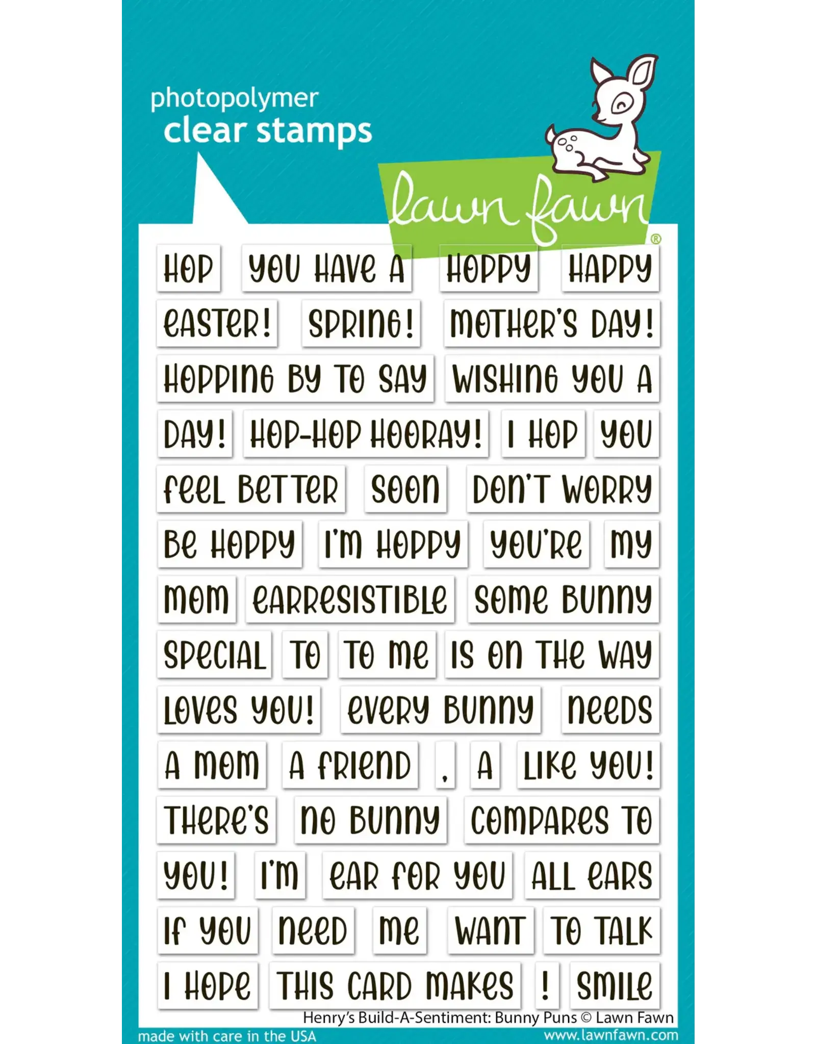 LAWN FAWN LAWN FAWN HENRY'S BUILD-A-SENTIMENT: BUNNY PUNS CLEAR STAMP SET
