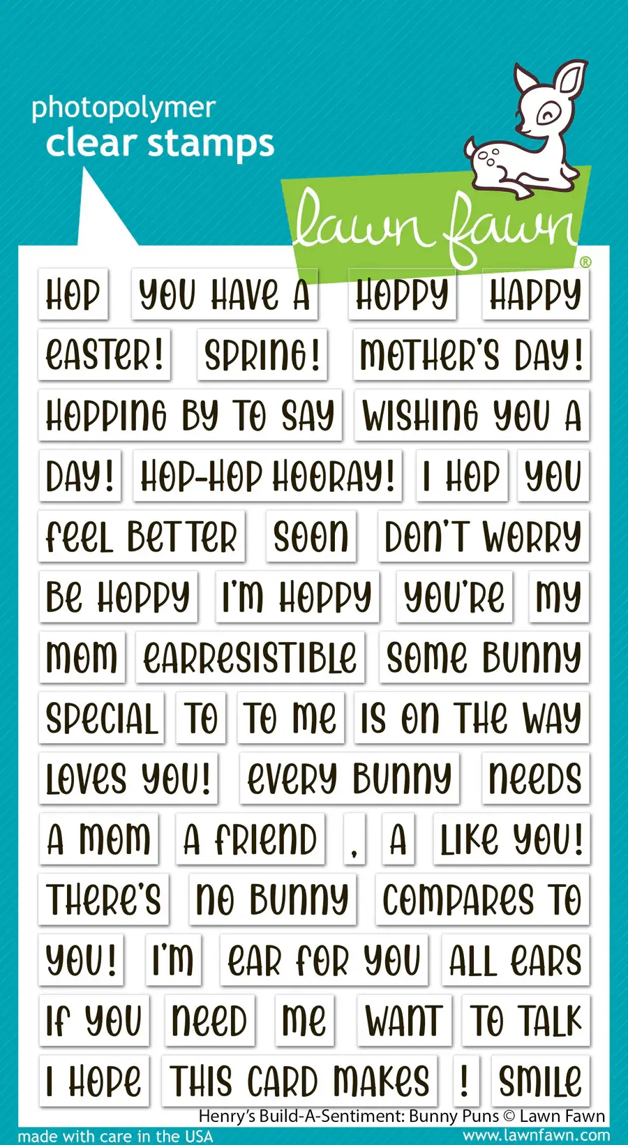 LAWN FAWN LAWN FAWN HENRY'S BUILD-A-SENTIMENT: BUNNY PUNS CLEAR STAMP SET