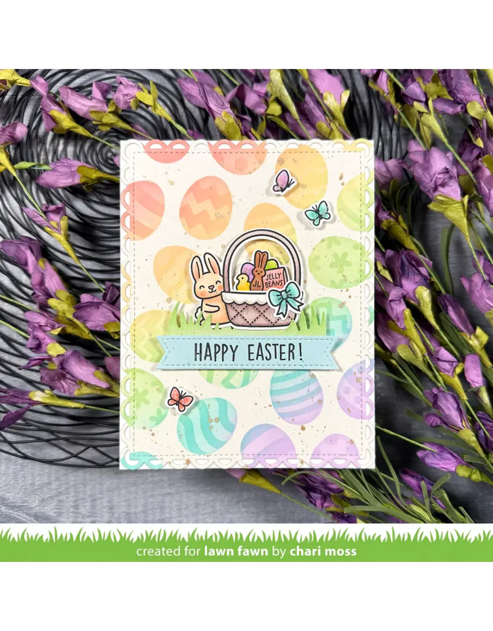 LAWN FAWN LAWN FAWN EASTER EGG BACKGROUND 6x6  STENCIL SET 2/PK