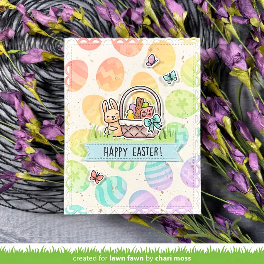 LAWN FAWN LAWN FAWN EASTER EGG BACKGROUND 6x6  STENCIL SET 2/PK