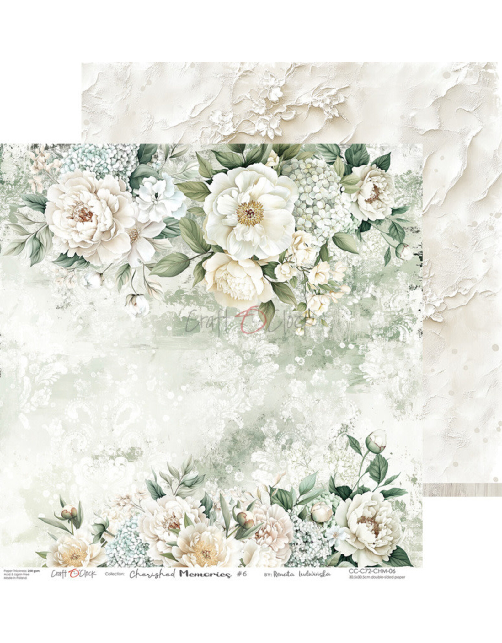 CRAFT O'CLOCK CRAFT O'CLOCK CHERISHED MEMORIES 12x12 PAPER PAD 6 SHEETS