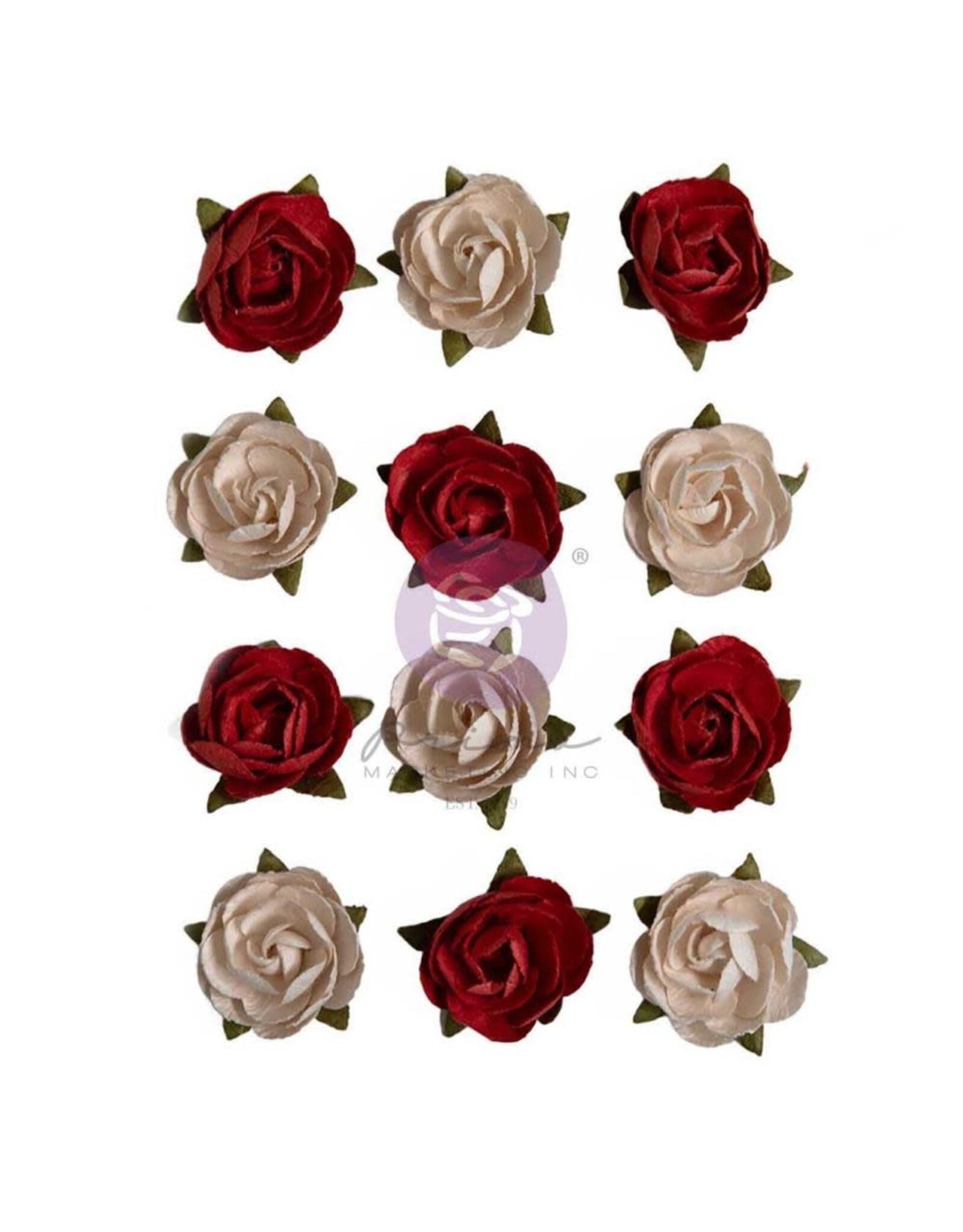 PRIMA PRIMA RETURN TO WONDERLAND ROSE GARDEN PAPER FLOWERS 12 PIECES