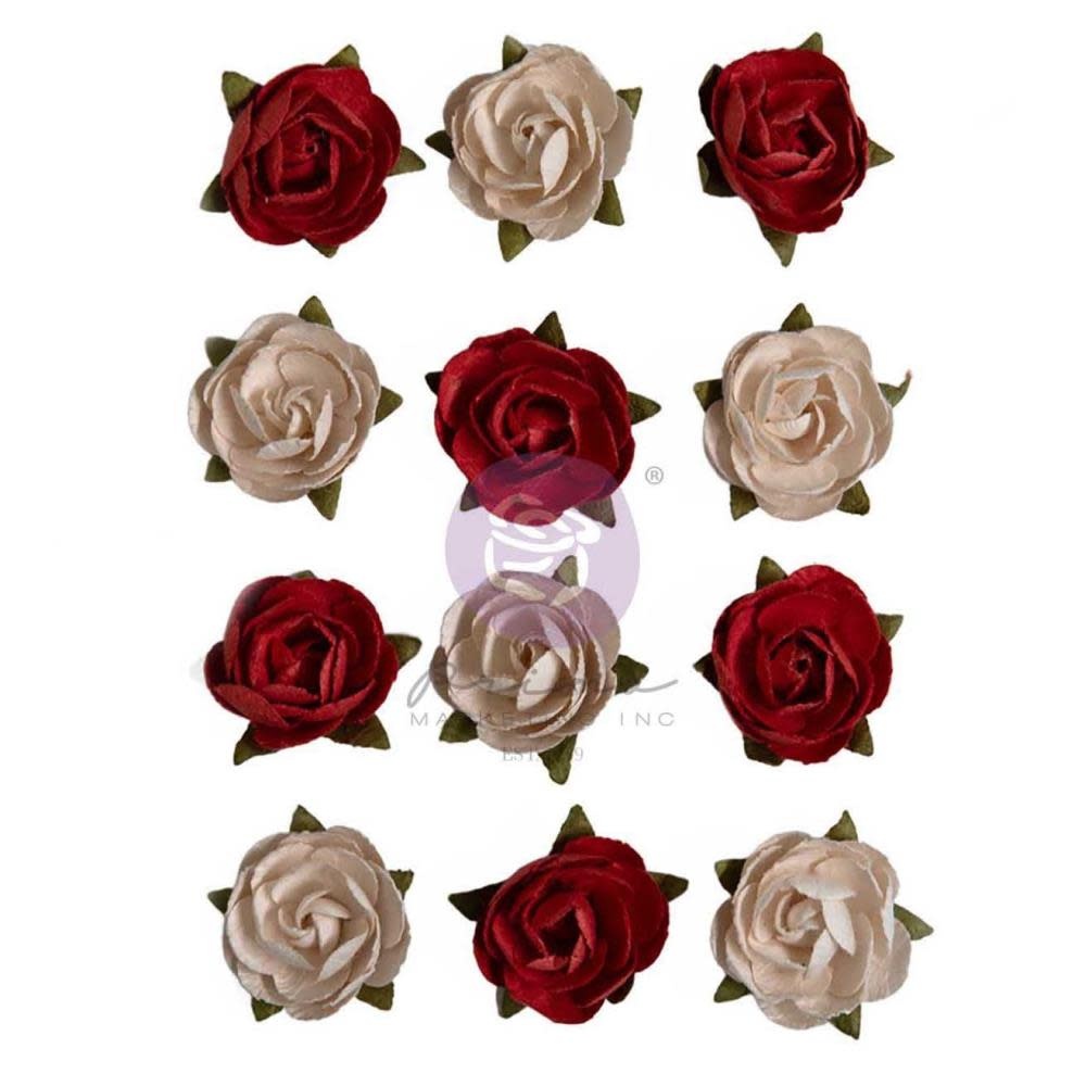 PRIMA PRIMA RETURN TO WONDERLAND ROSE GARDEN PAPER FLOWERS 12 PIECES