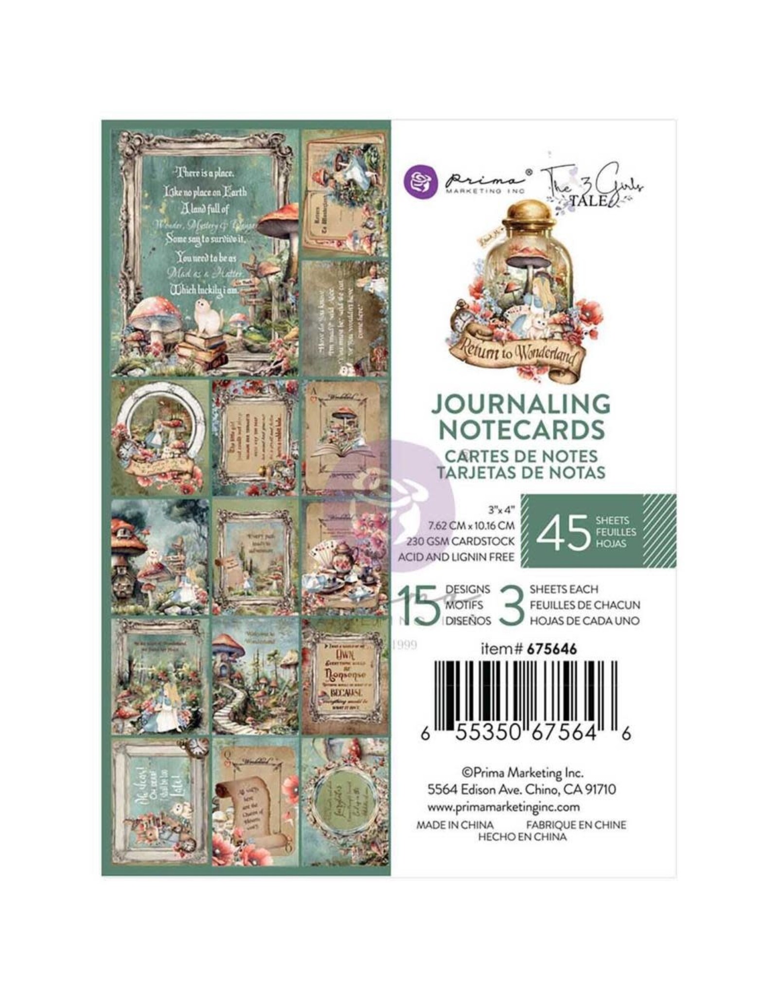 PRIMA PRIMA RETURN TO WONDERLAND 3x4 JOURNALING NOTECARDS