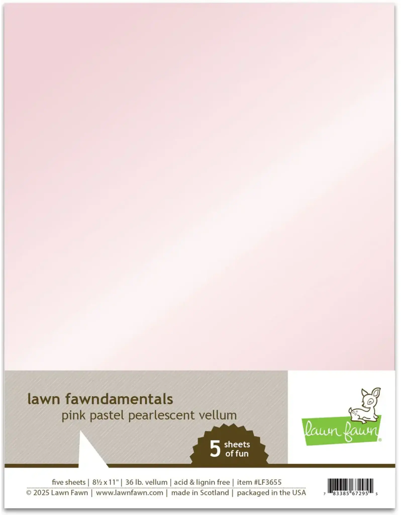 LAWN FAWN LAWN FAWN FAWNDAMENTALS PINK PASTEL VELLUM 8.5 X 11 5/PK