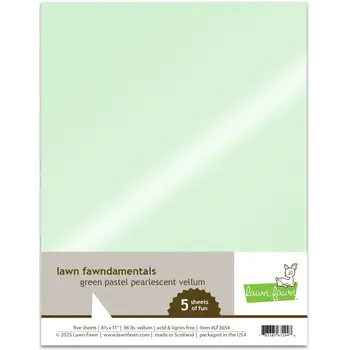 LAWN FAWN LAWN FAWN FAWNDAMENTALS GREEN PASTEL VELLUM 8.5 X 11 5/PK