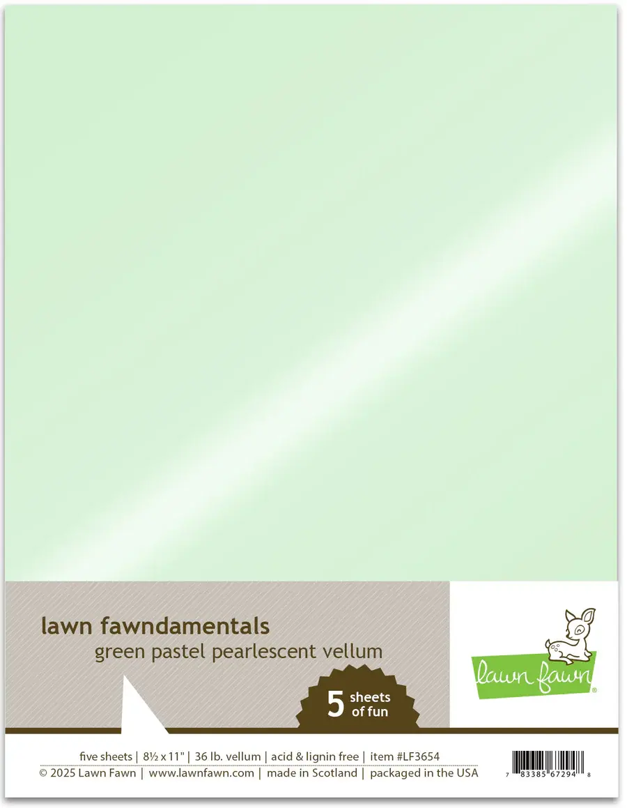 LAWN FAWN LAWN FAWN FAWNDAMENTALS GREEN PASTEL VELLUM 8.5 X 11 5/PK