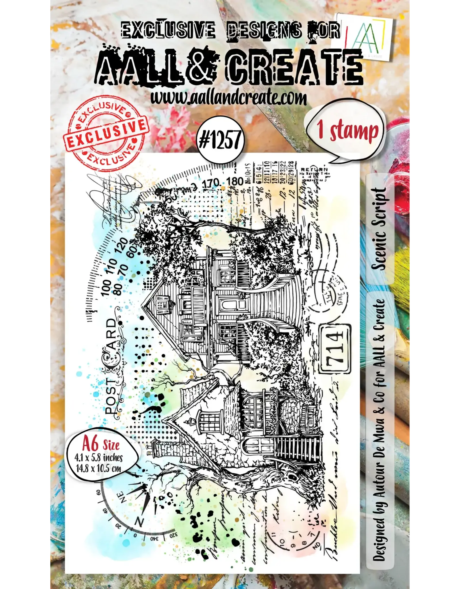 AALL & CREATE AALL & CREATE AUTOUR DE MWA #1257 SCENIC SCRIPT A6 CLEAR STAMP