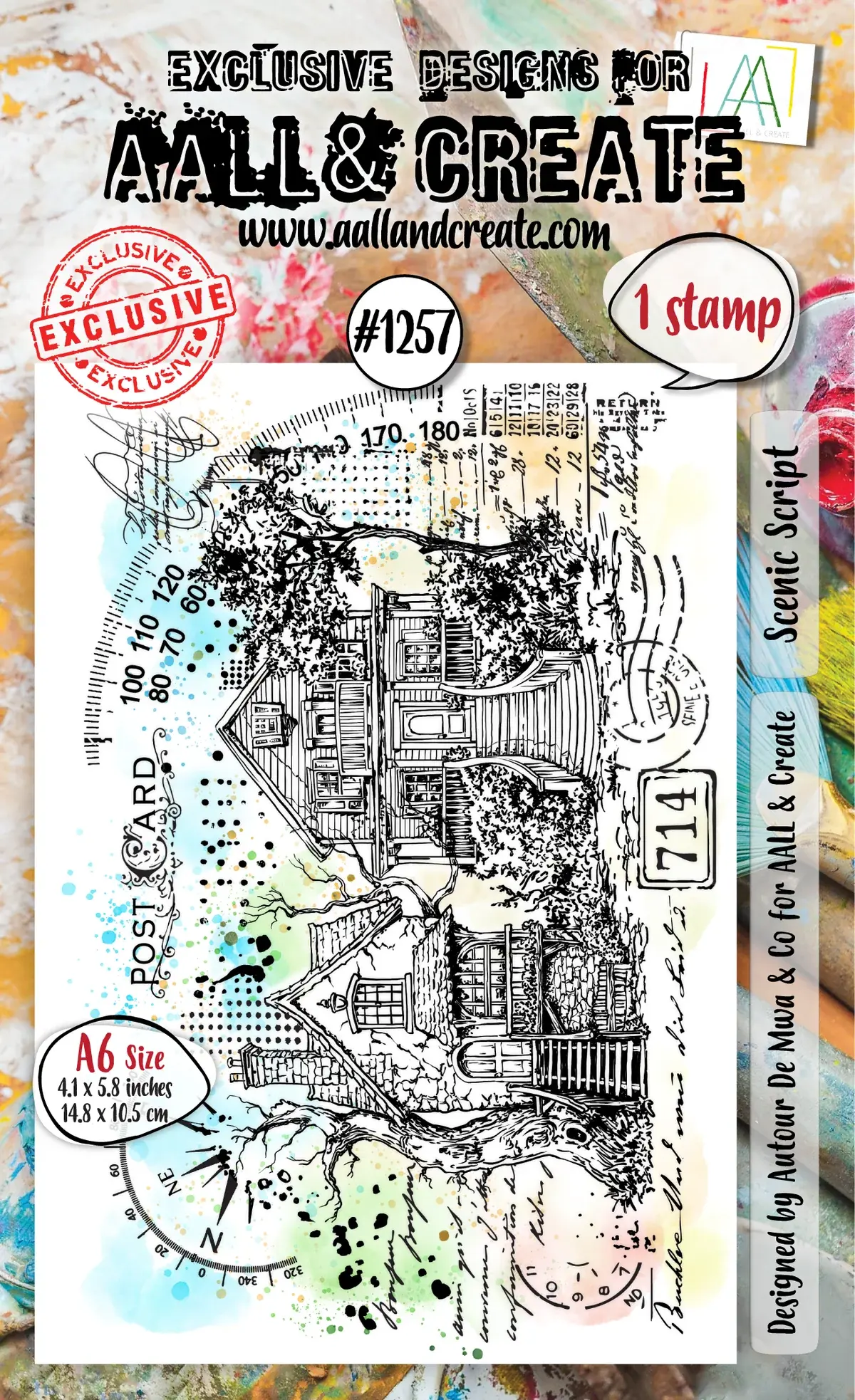 AALL & CREATE AALL & CREATE AUTOUR DE MWA #1257 SCENIC SCRIPT A6 CLEAR STAMP