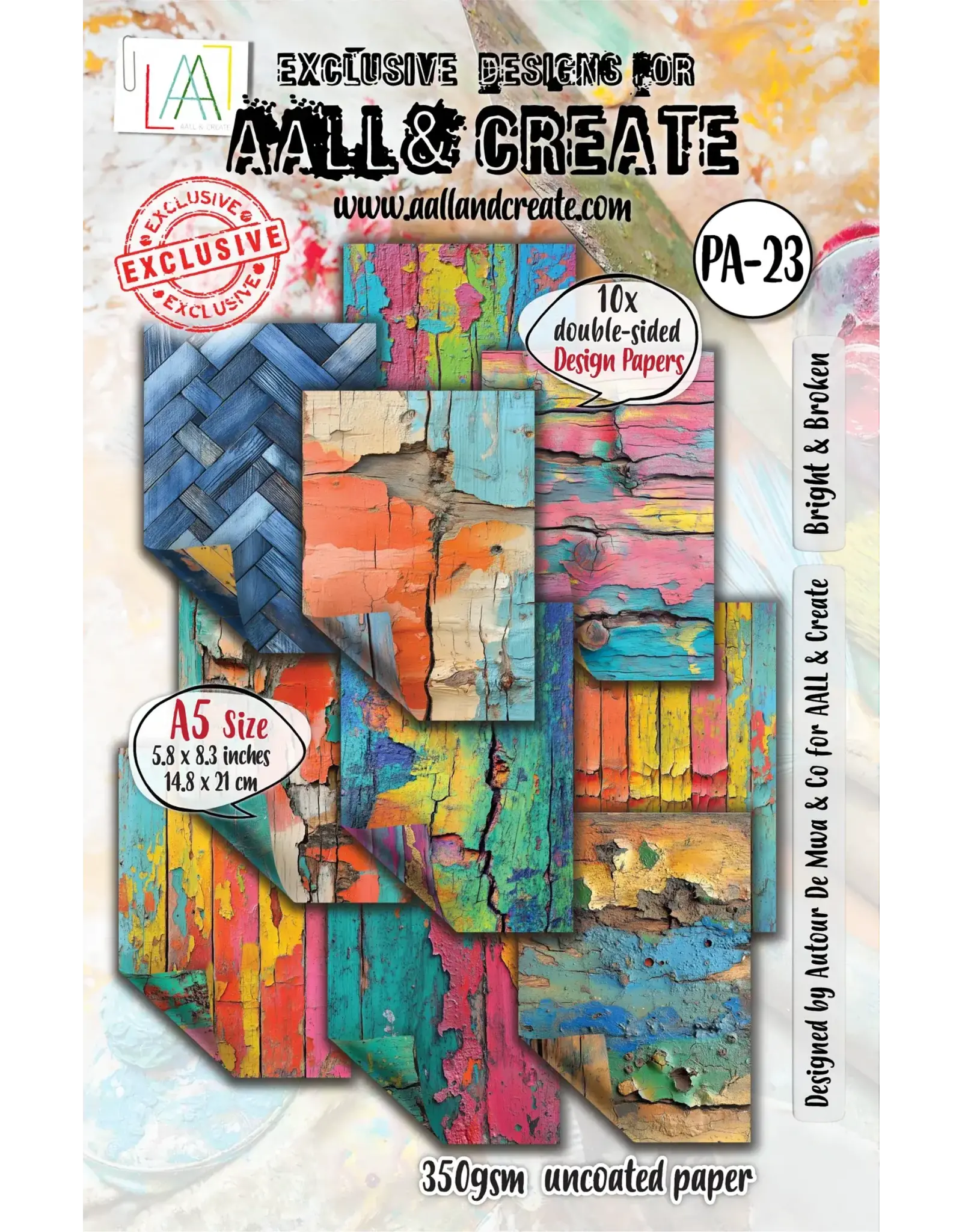 AALL & CREATE AALL & CREATE AUTOUR DE MWA & CO #23 BRIGHT & BROKEN A5 DOUBLE-SIDED DESIGN PAPERS 10/PK