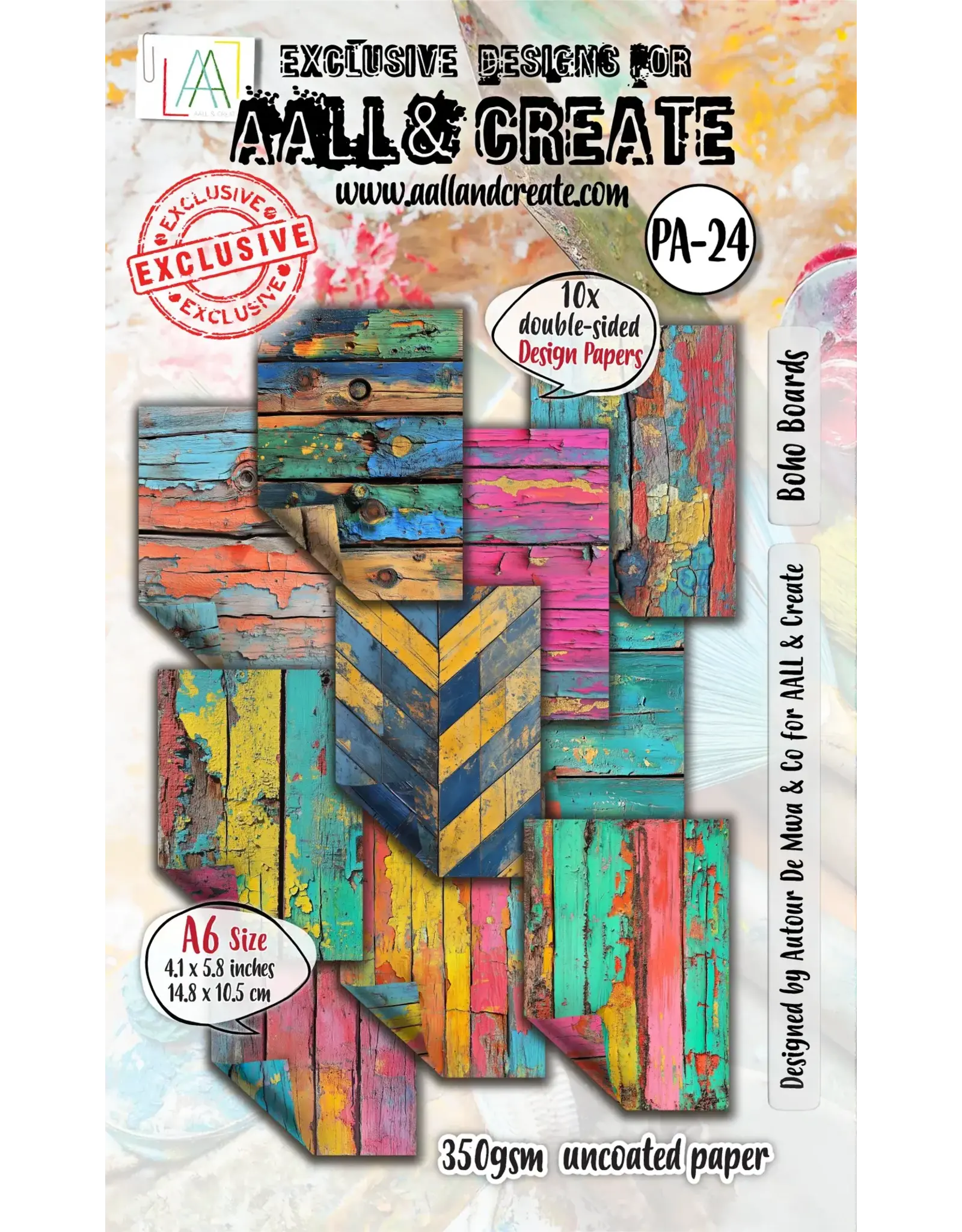 AALL & CREATE AALL & CREATE AUTOUR DE MWA & CO #24 BOHO BOARDS A6 DOUBLE-SIDED DESIGN PAPERS 10/PK