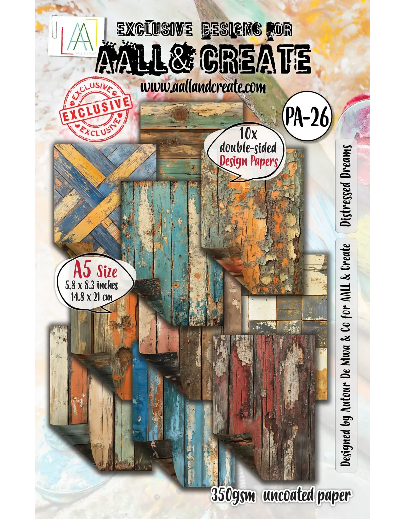 AALL & CREATE AALL & CREATE AUTOUR DE MWA & CO #26 DISTRESSED DREAMS A5 DOUBLE-SIDED DESIGN PAPERS 10/PK