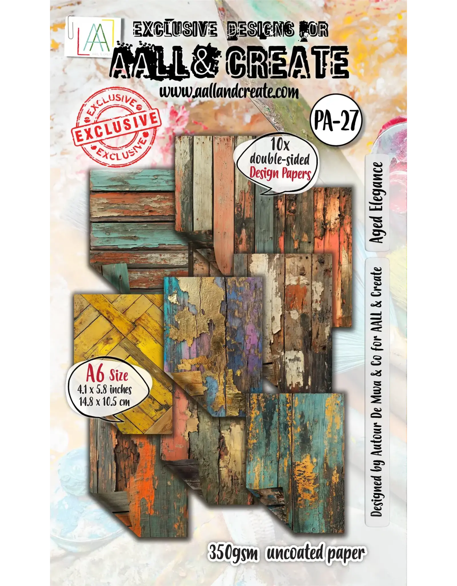 AALL & CREATE AALL & CREATE AUTOUR DE MWA & CO #27 AGED ELEGANCE A6 DOUBLE-SIDED DESIGN PAPERS 10/PK