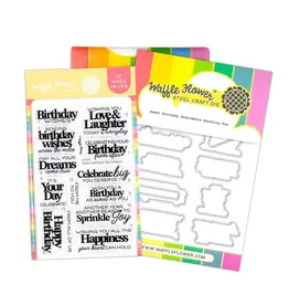 WAFFLE FLOWER WAFFLE FLOWER SWEET BIRTHDAY SENTIMENTS CLEAR STAMP SET AND DIE COMBO