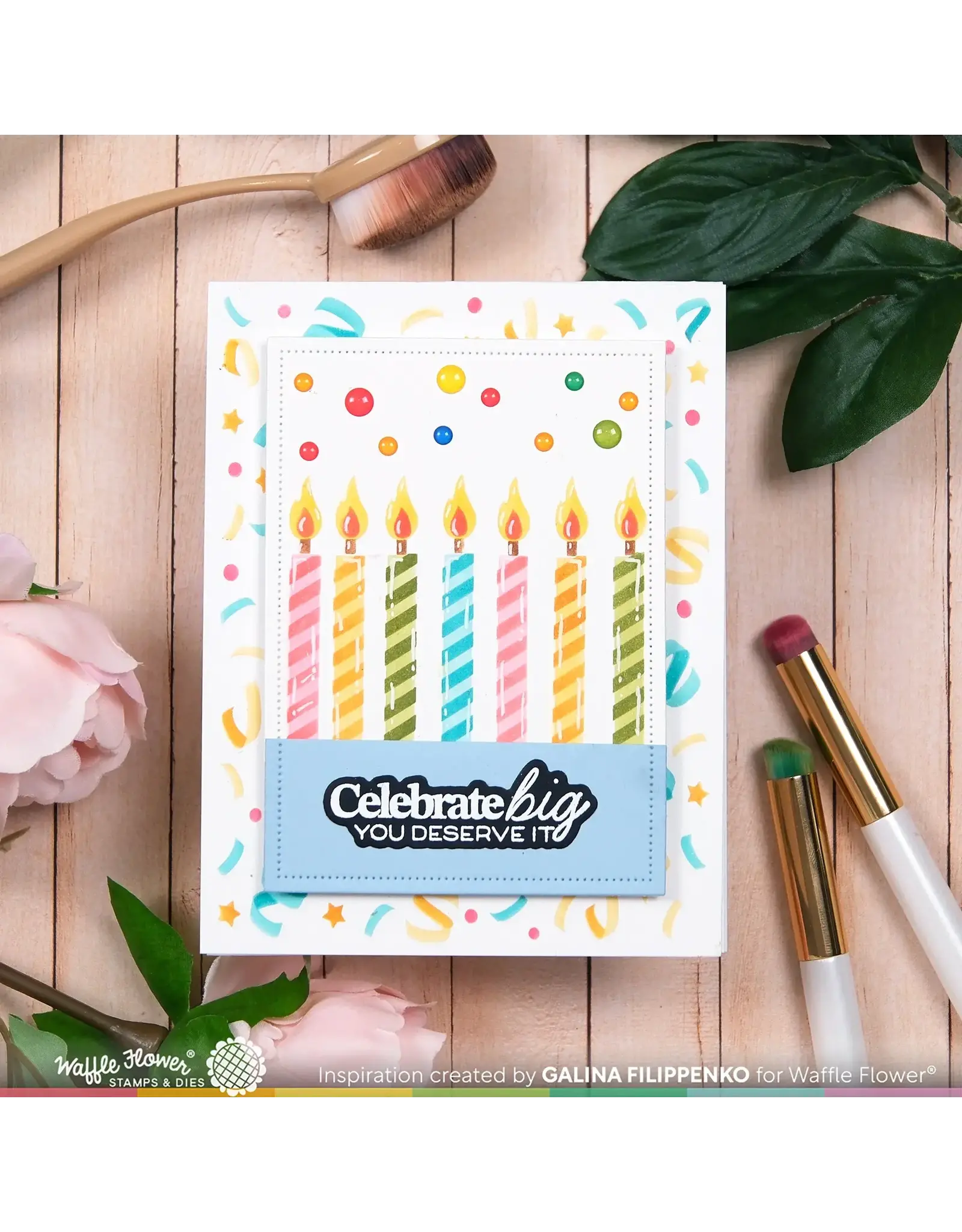 WAFFLE FLOWER WAFFLE FLOWER SWEET BIRTHDAY SENTIMENTS CLEAR STAMP SET AND DIE COMBO