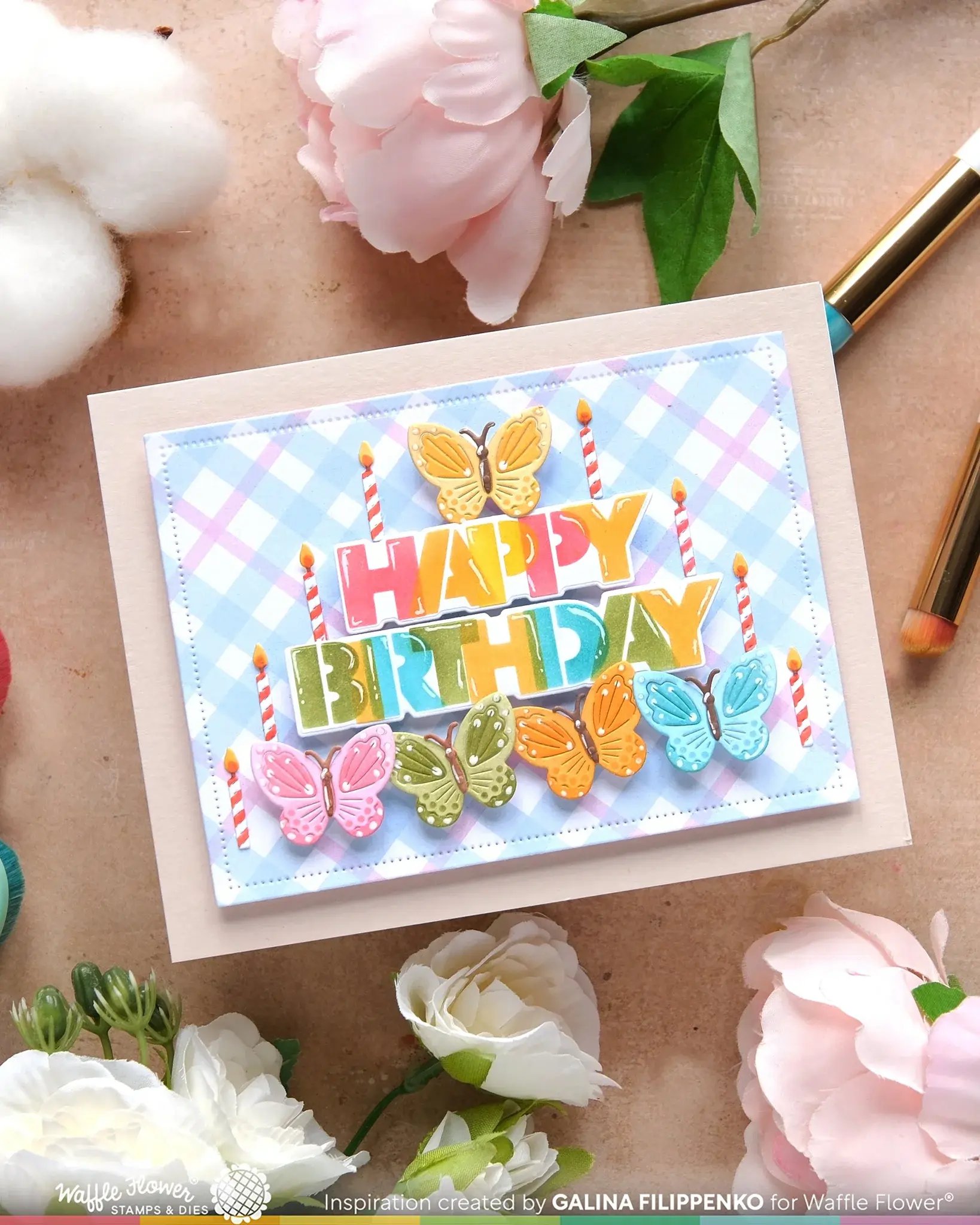 WAFFLE FLOWER WAFFLE FLOWER OVERLAPPING HAPPY BIRTHDAY DIE-N-STENCIL