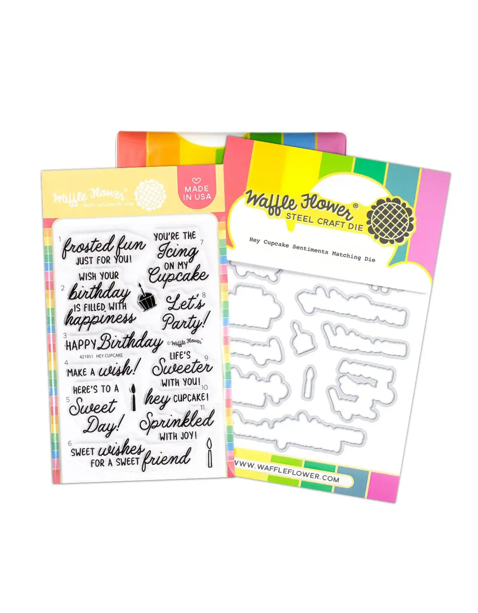 WAFFLE FLOWER WAFFLE FLOWER HEY CUPCAKE SENTIMENTS CLEAR STAMP SET AND DIE COMBO