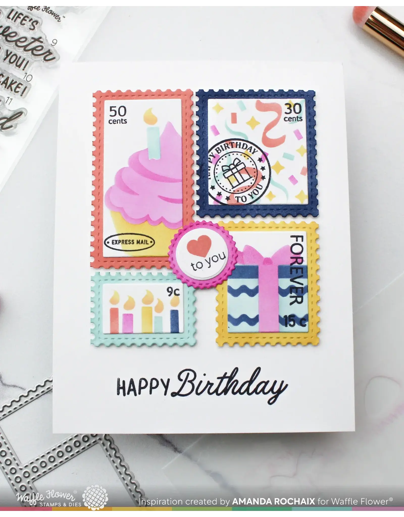 WAFFLE FLOWER WAFFLE FLOWER CUPCAKE TOPPER ADDITIONS CLEAR STAMP SET