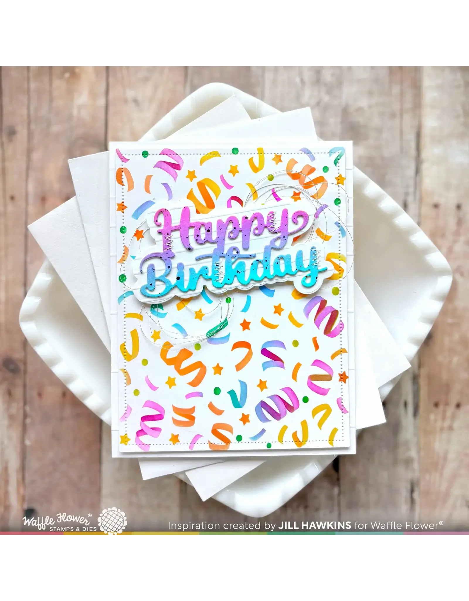 WAFFLE FLOWER WAFFLE FLOWER CONFETTI BACKGROUND STENCIL SET