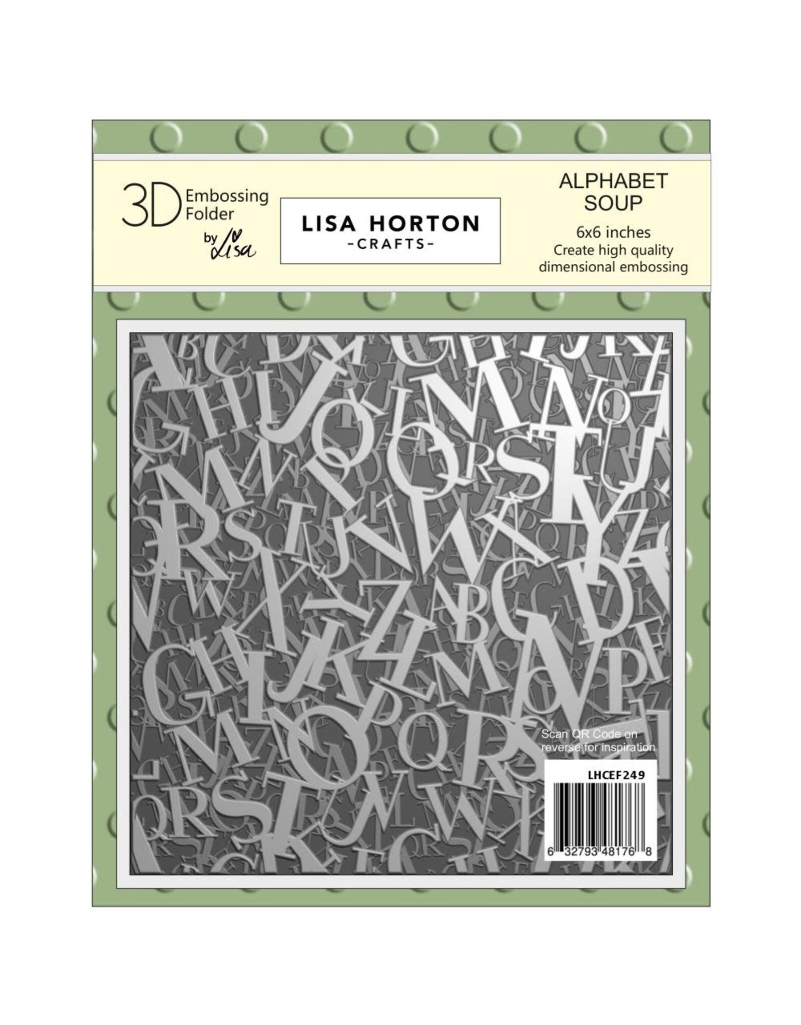 LISA HORTON CRAFTS LISA HORTON CRAFTS ALPHABET SOUP 6x6 3D EMBOSSING FOLDER