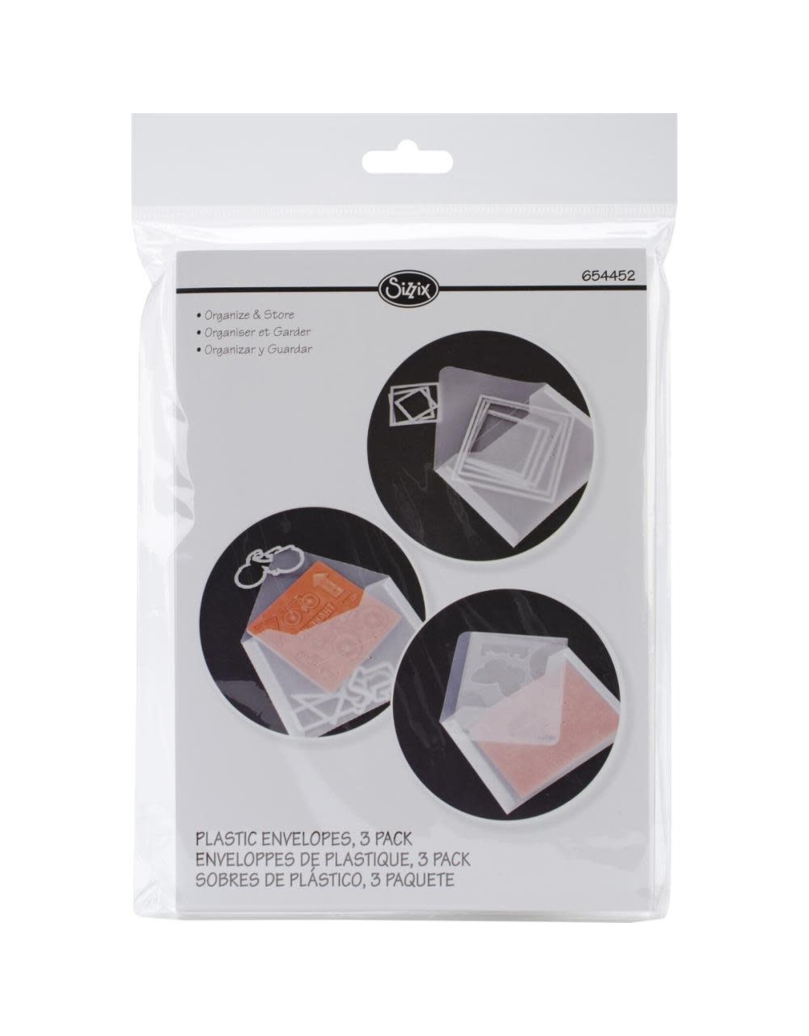 SIZZIX SIZZIX PLASTIC STORAGE ENVELOPES 6 7/8"X5" 3PK