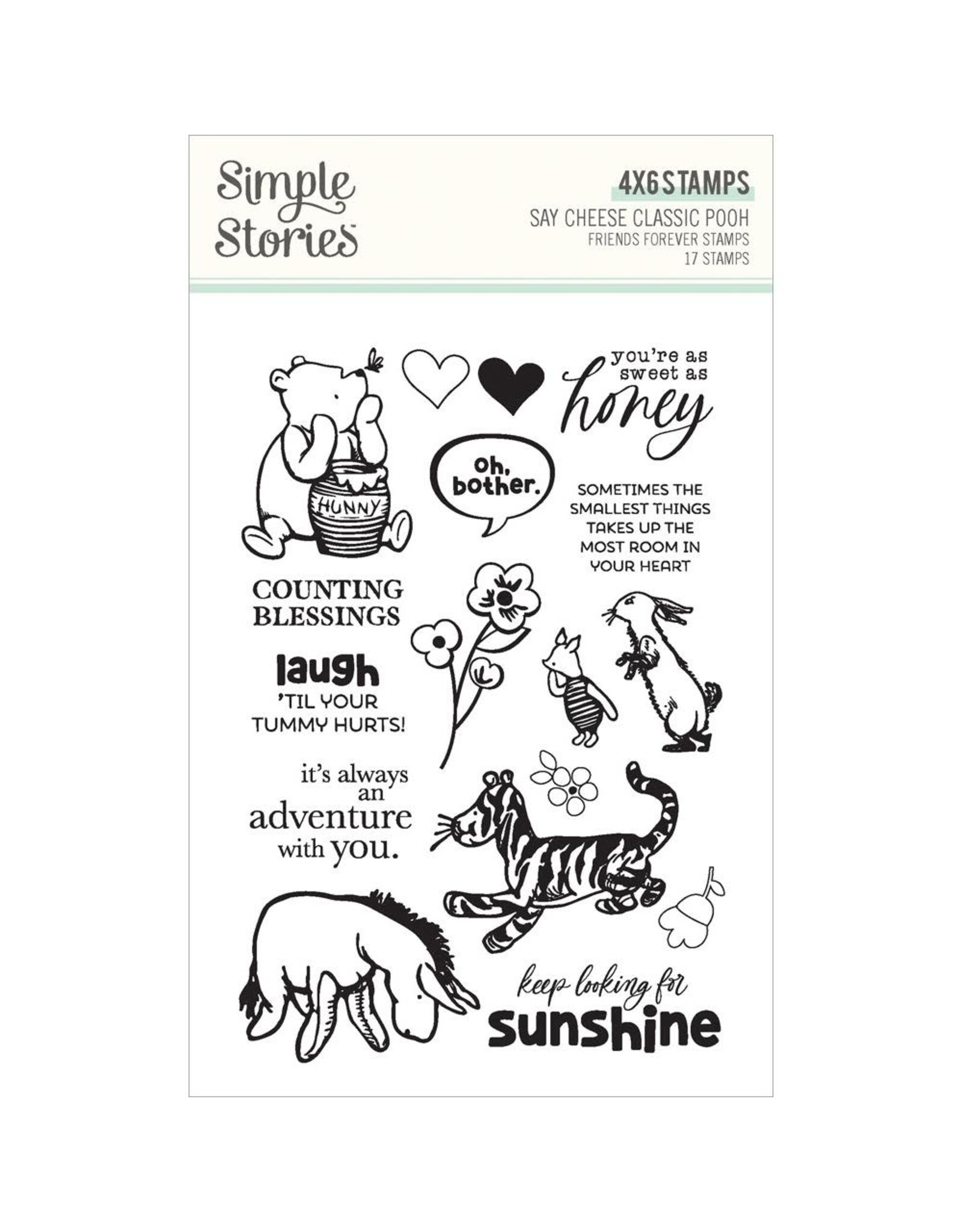 SIMPLE STORIES SIMPLE STORIES SAY CHEESE CLASSIC POOH FRIENDS FOREVER 4x6 CLEAR STAMP SET