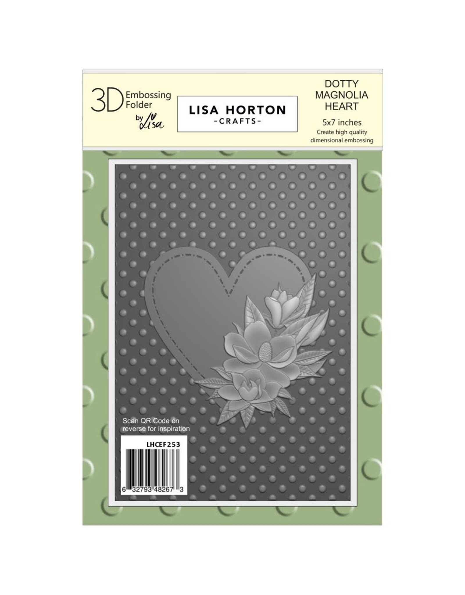 LISA HORTON CRAFTS LISA HORTON CRAFTS DOTTY MAGNOLIA HEART 5x7 3D EMBOSSING FOLDER