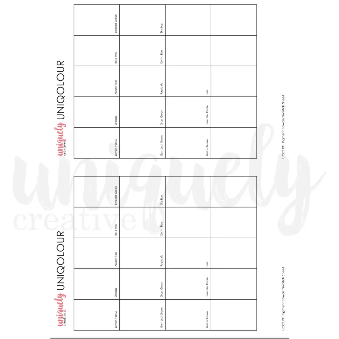 UNIQUELY CREATIVE UNIQUELY CREATIVE PIGMENT POWDER SWATCH SHEET