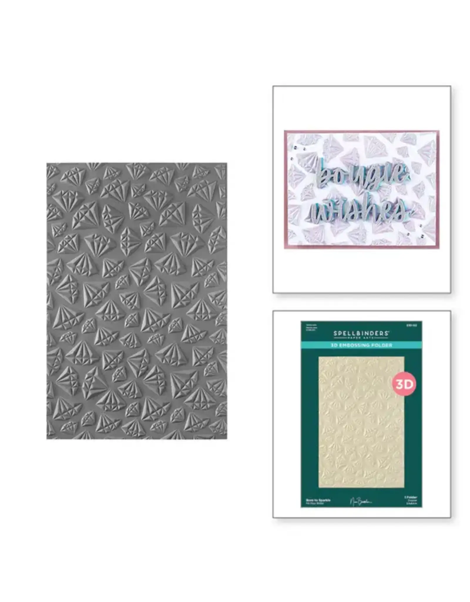 SPELLBINDERS SPELLBINDERS NINA BOETTCHER BOUGIE BIRTHDAY COLLECTION BORN TO SPARKLE 3D EMBOSSING FOLDER