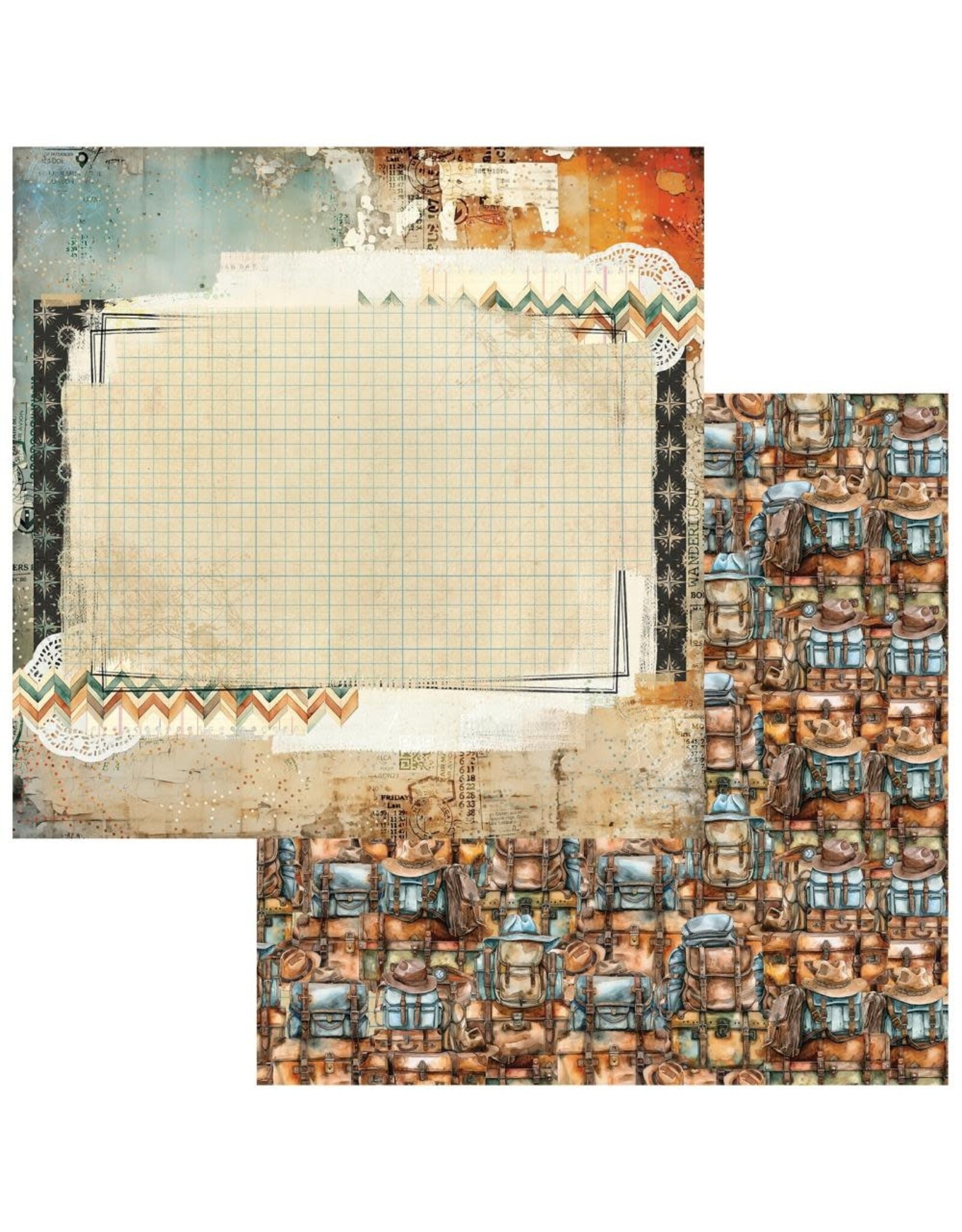 49 AND MARKET 49 AND MARKET WANDERLUST EXPLORER GLOBE ADVENTURES 12x12 CARDSTOCK