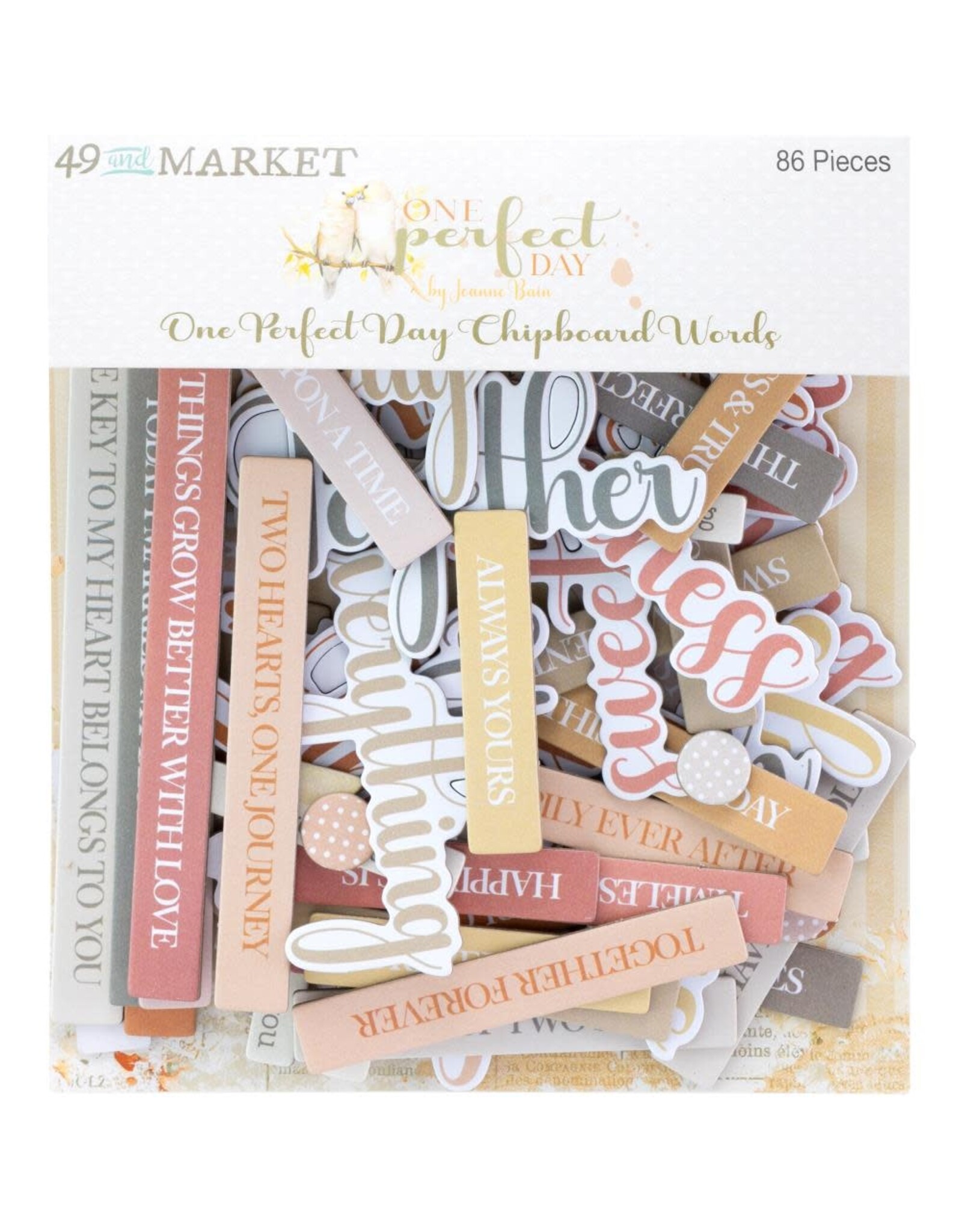 49 AND MARKET 49 AND MARKET ONE PERFECT DAY CHIPBOARD WORDS SET 86 PIECES