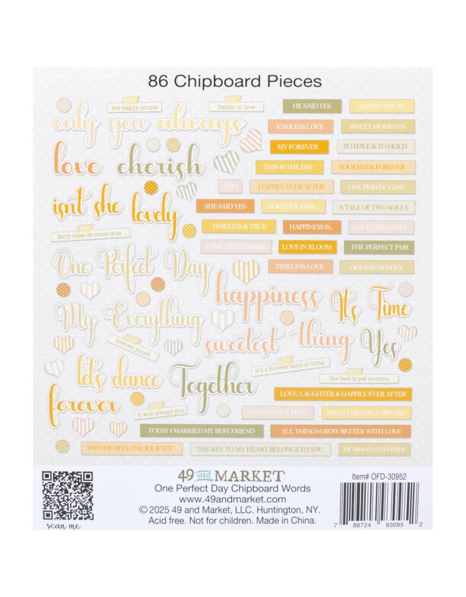 49 AND MARKET 49 AND MARKET ONE PERFECT DAY CHIPBOARD WORDS SET 86 PIECES