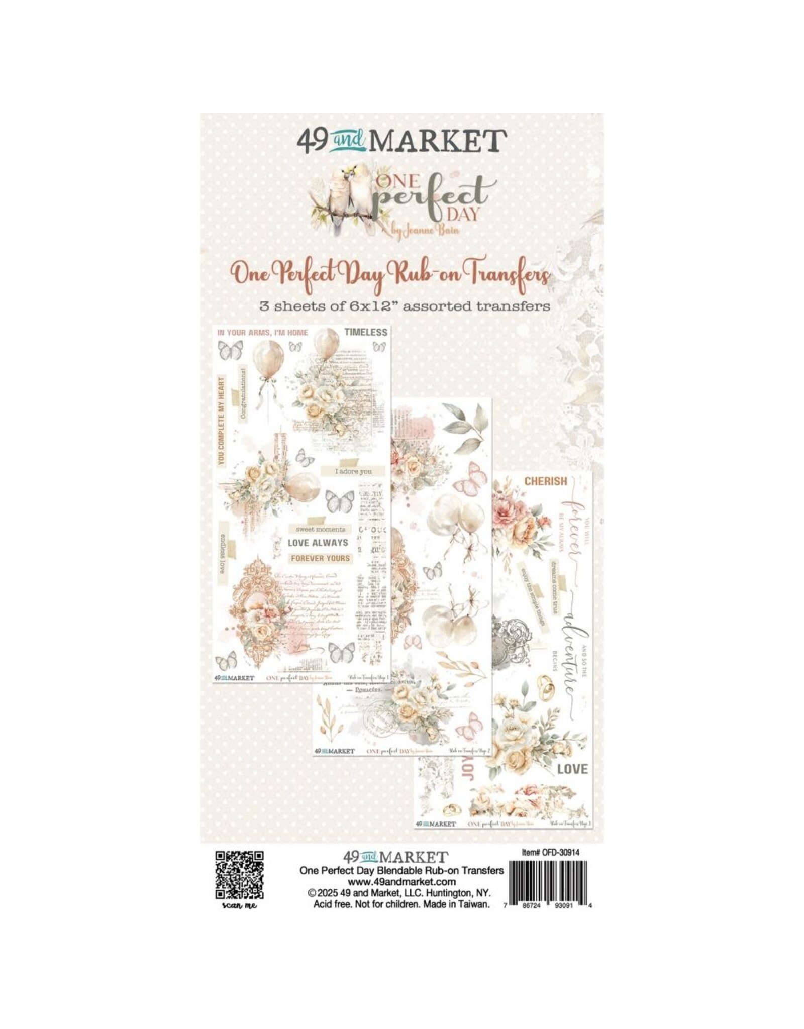 49 AND MARKET 49 AND MARKET ONE PERFECT DAY BLENDABLE 6x12 RUB-ON TRANSFER SET 3/PK