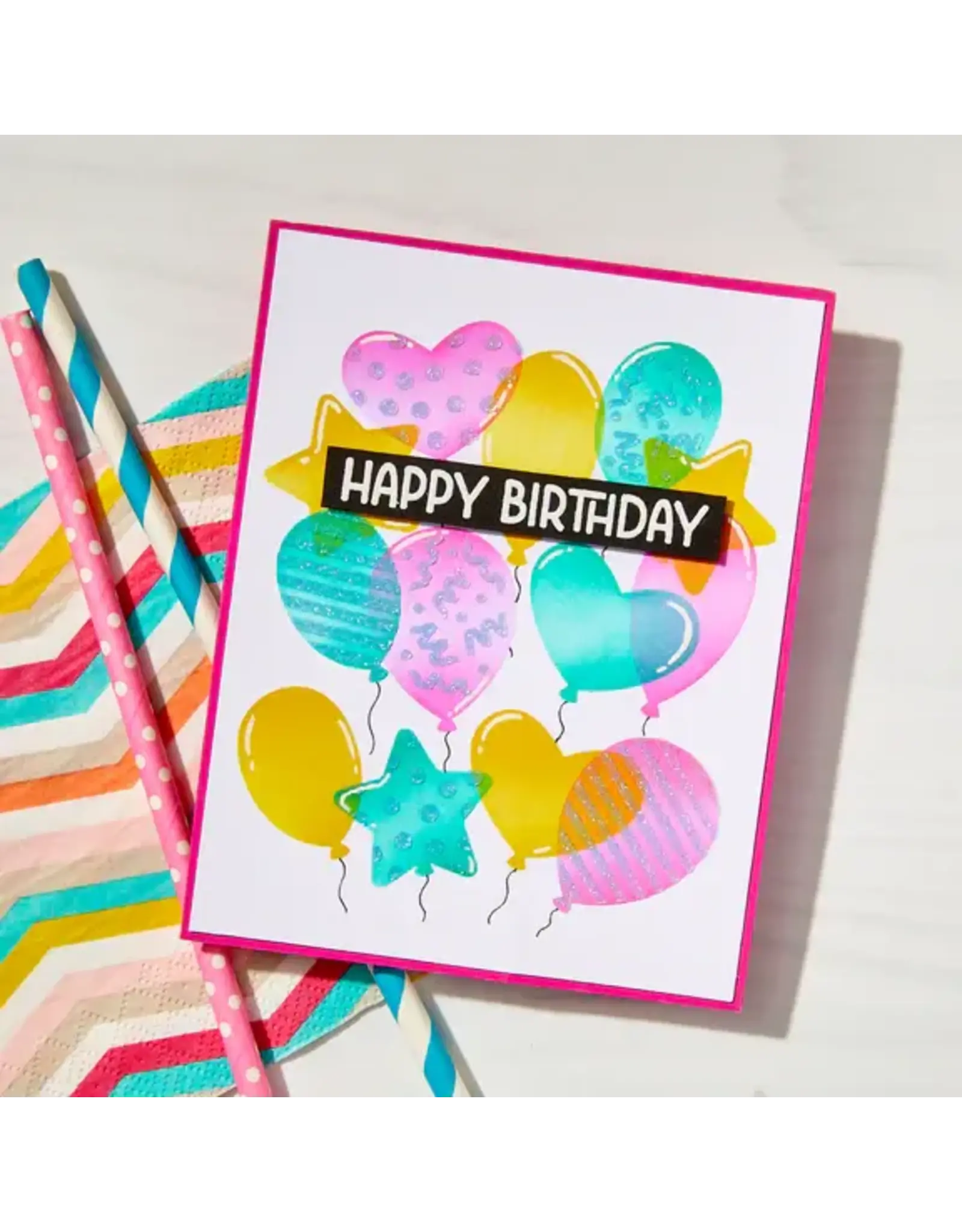 HERO ARTS HERO ARTS LET'S CELEBRATE COLLECTION BALLOONS COLOR LAYERING STENCIL SET 4/PK