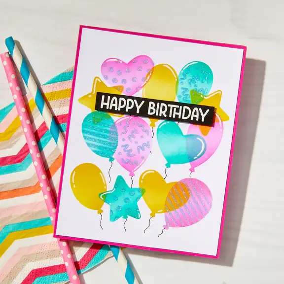 HERO ARTS HERO ARTS LET'S CELEBRATE COLLECTION BALLOONS COLOR LAYERING STENCIL SET 4/PK