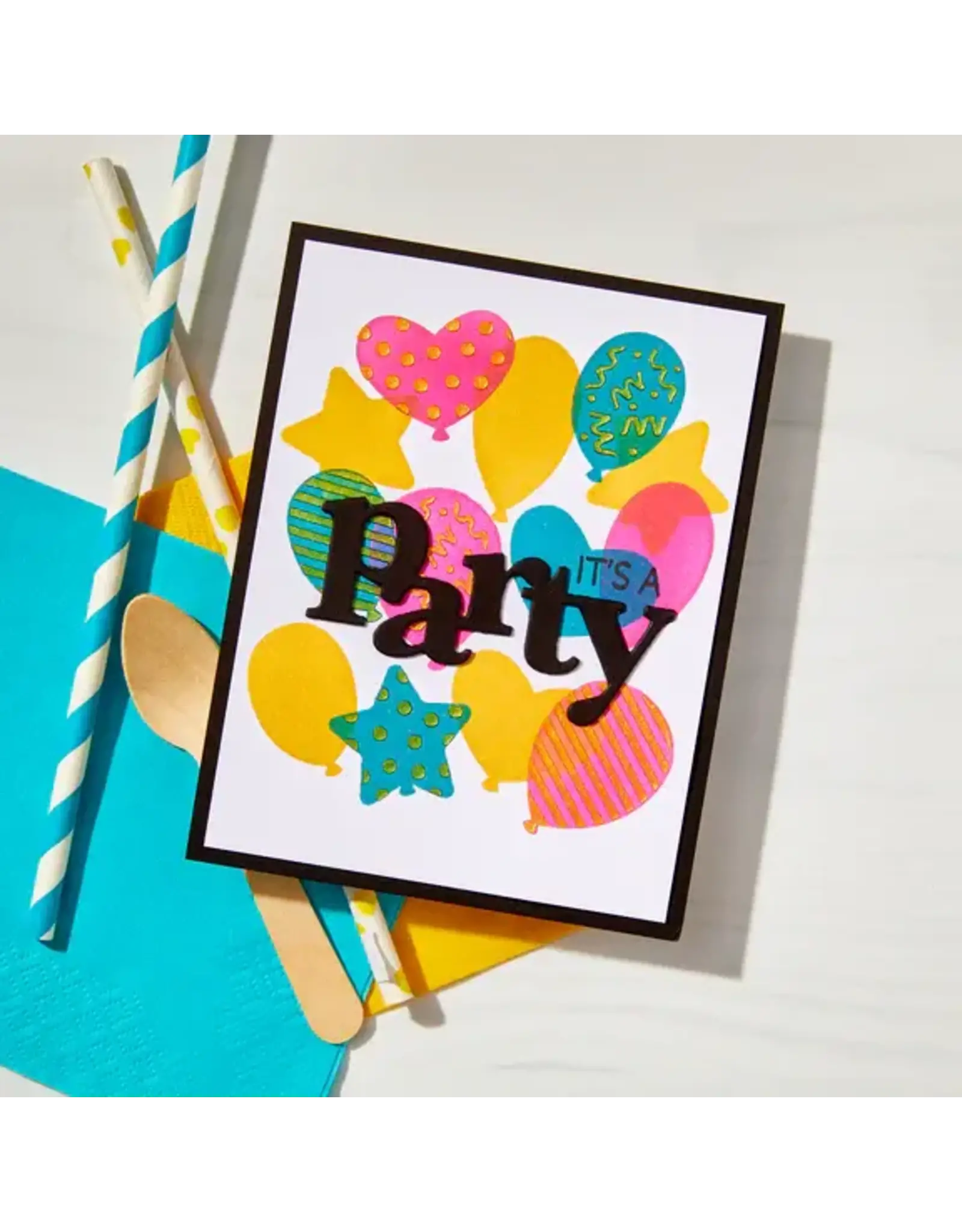 HERO ARTS HERO ARTS LET'S CELEBRATE COLLECTION BALLOONS COLOR LAYERING STENCIL SET 4/PK