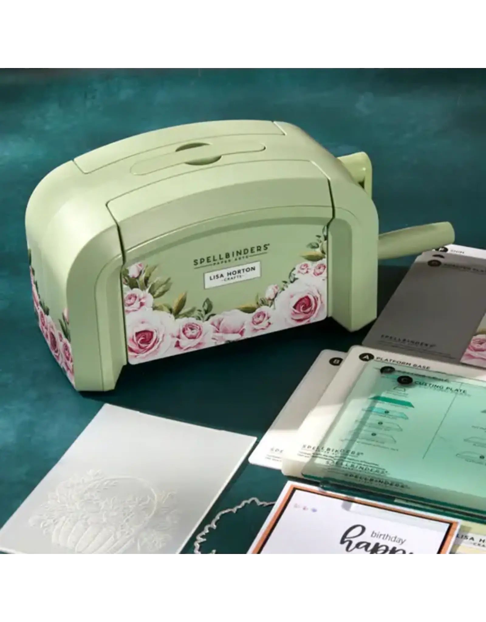 LISA HORTON CRAFTS SPELLBINDERS LISA HORTON CRAFTS SPECIAL EDITION SAGE GREEN PLATINUM SIX DIE CUTTING & EMBOSSING MACHINE